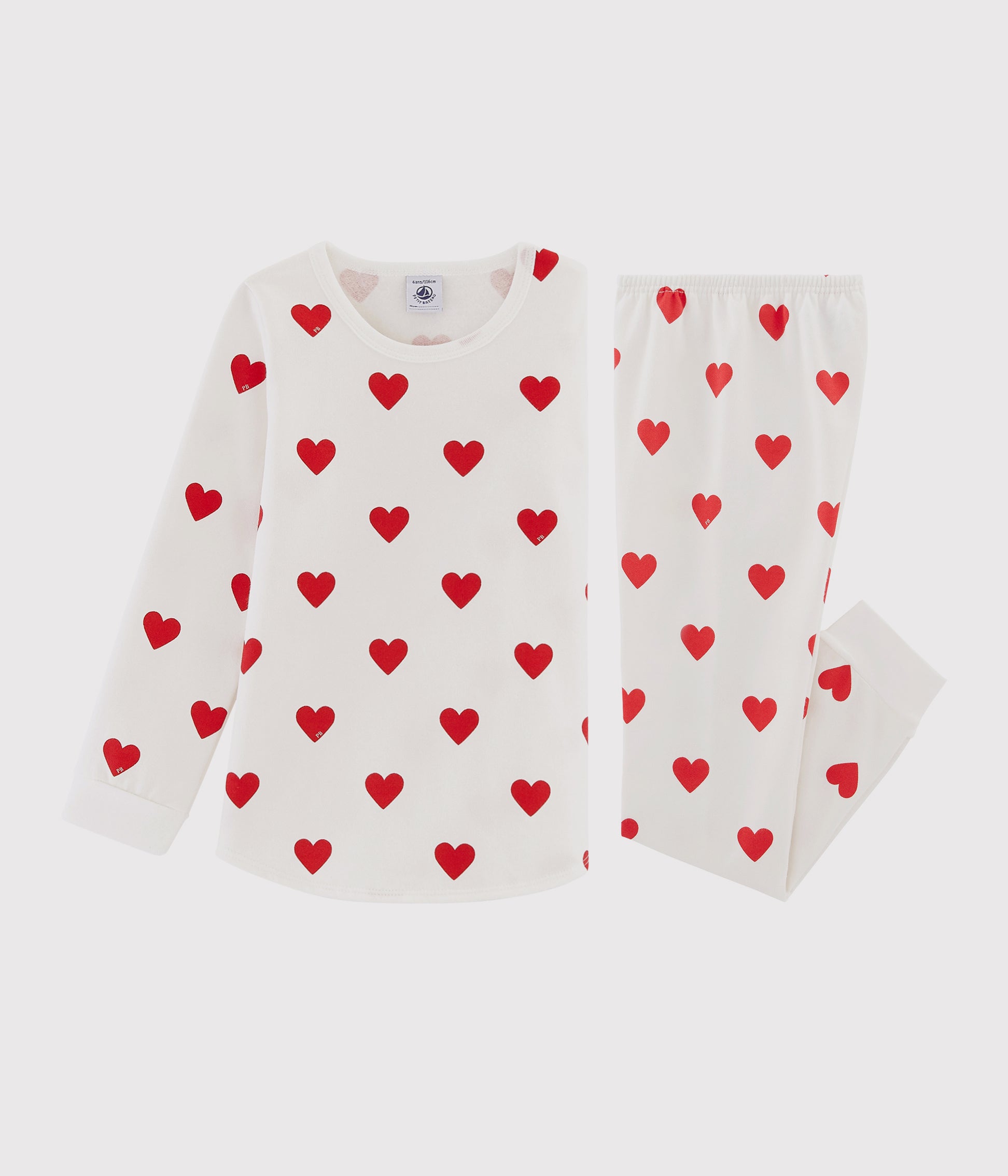 Girls White Hearts Cotton Nightwear Set