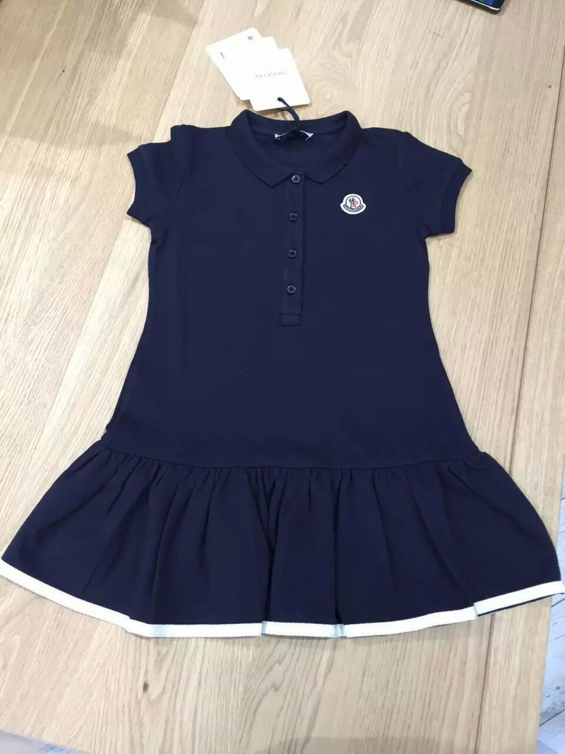 Girls Navy Blue Shirt Style Dress With Ruffled Hem - CÉMAROSE | Children's Fashion Store