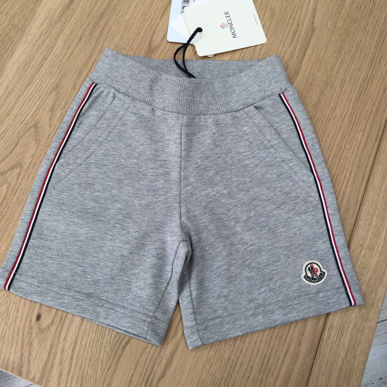 Boys Grey Cotton Short With Red Striped Trims - CÉMAROSE | Children's Fashion Store