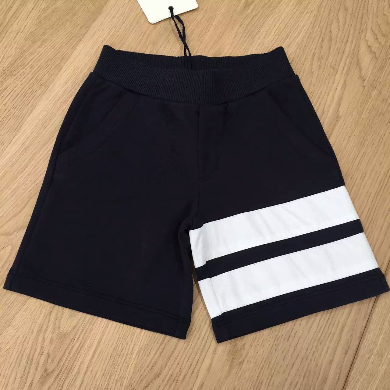 Boys Navy Blue Cotton Short With White Striped Trims - CÉMAROSE | Children's Fashion Store