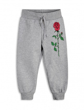 Girls Grey Rose Printed Sweatpants