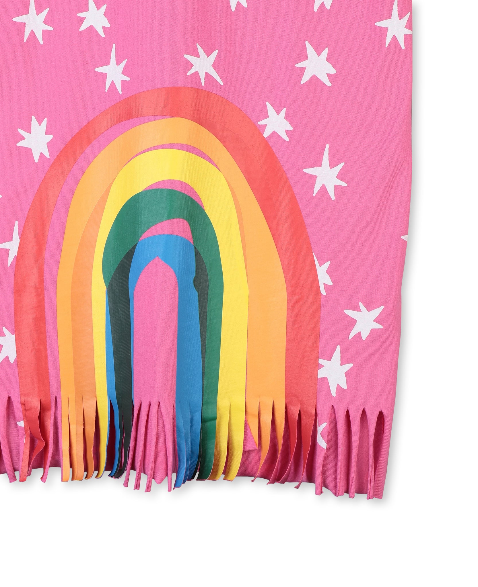 Girls Pink Rainbow Stripe Cotton Dress