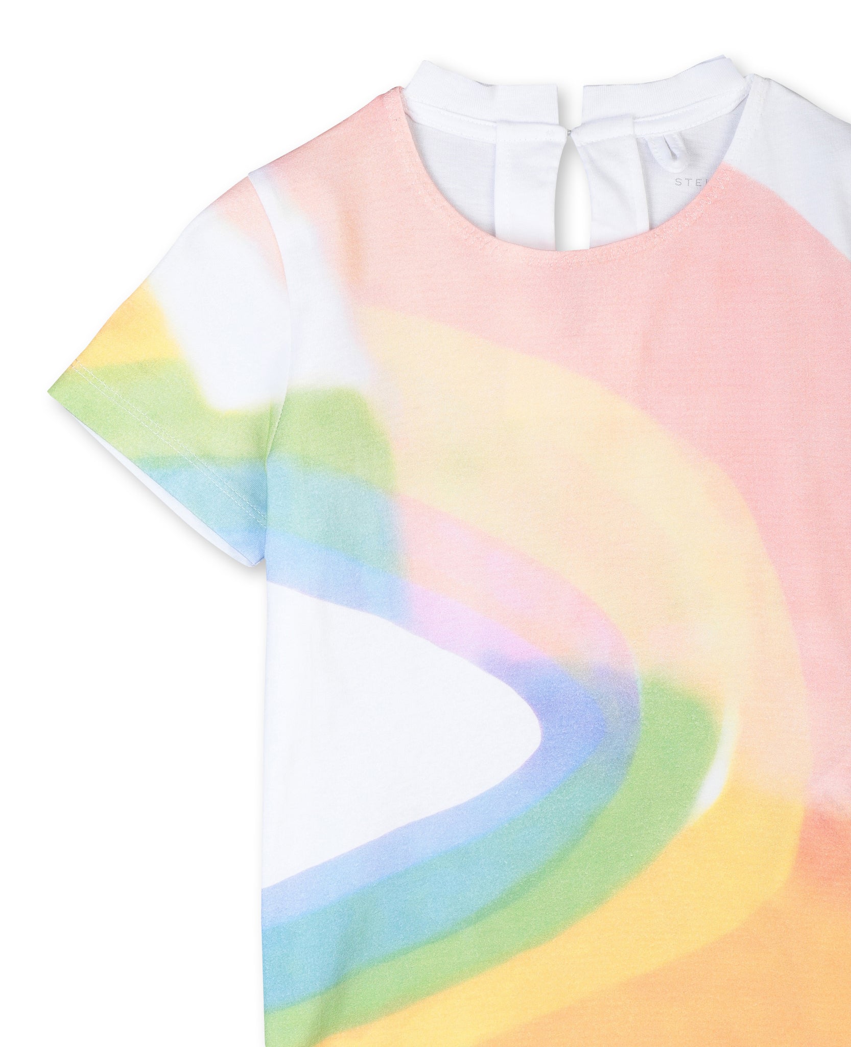 Girls White Rainbow Watercolor Cotton T-shirt