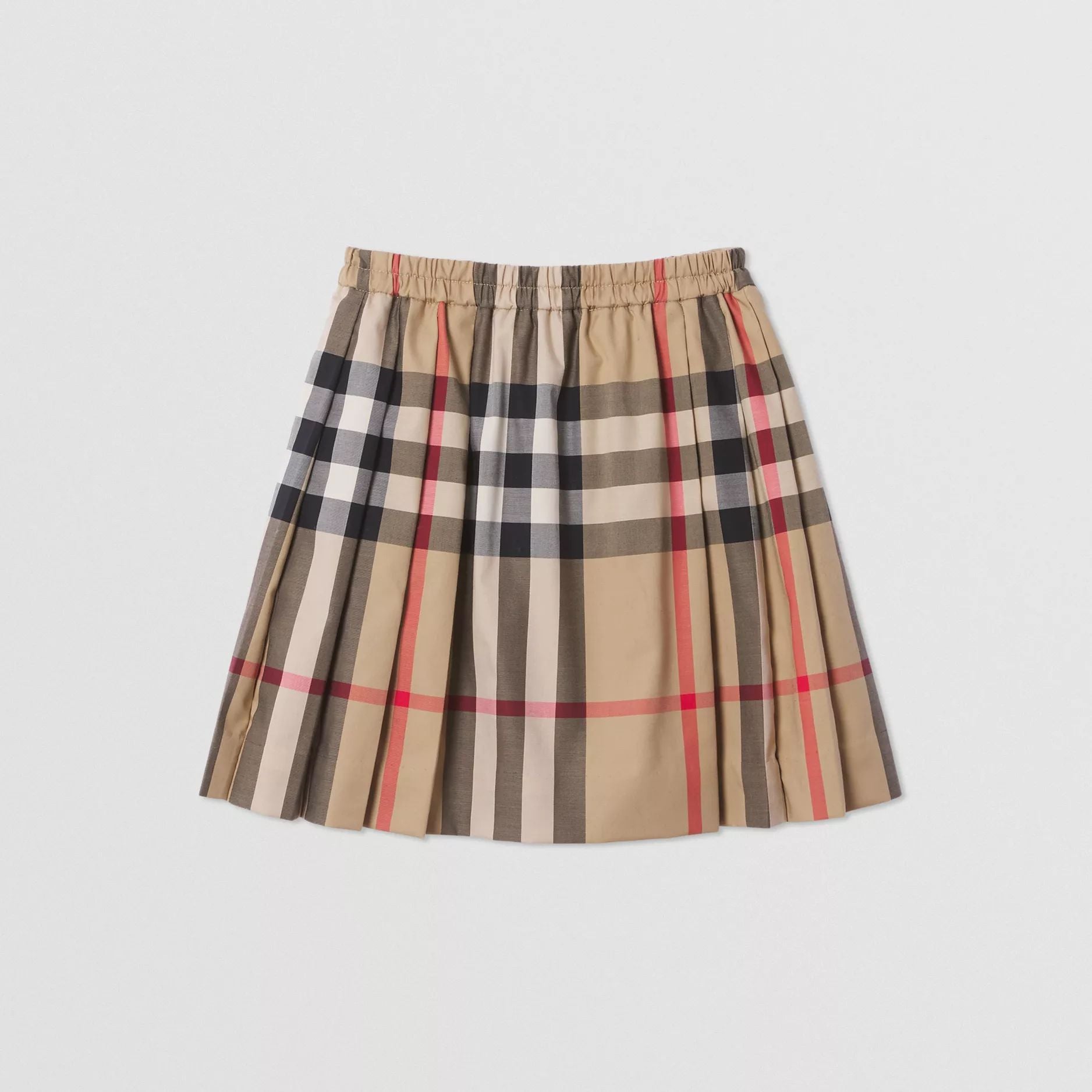 Girls Beige Check Cotton Skirt