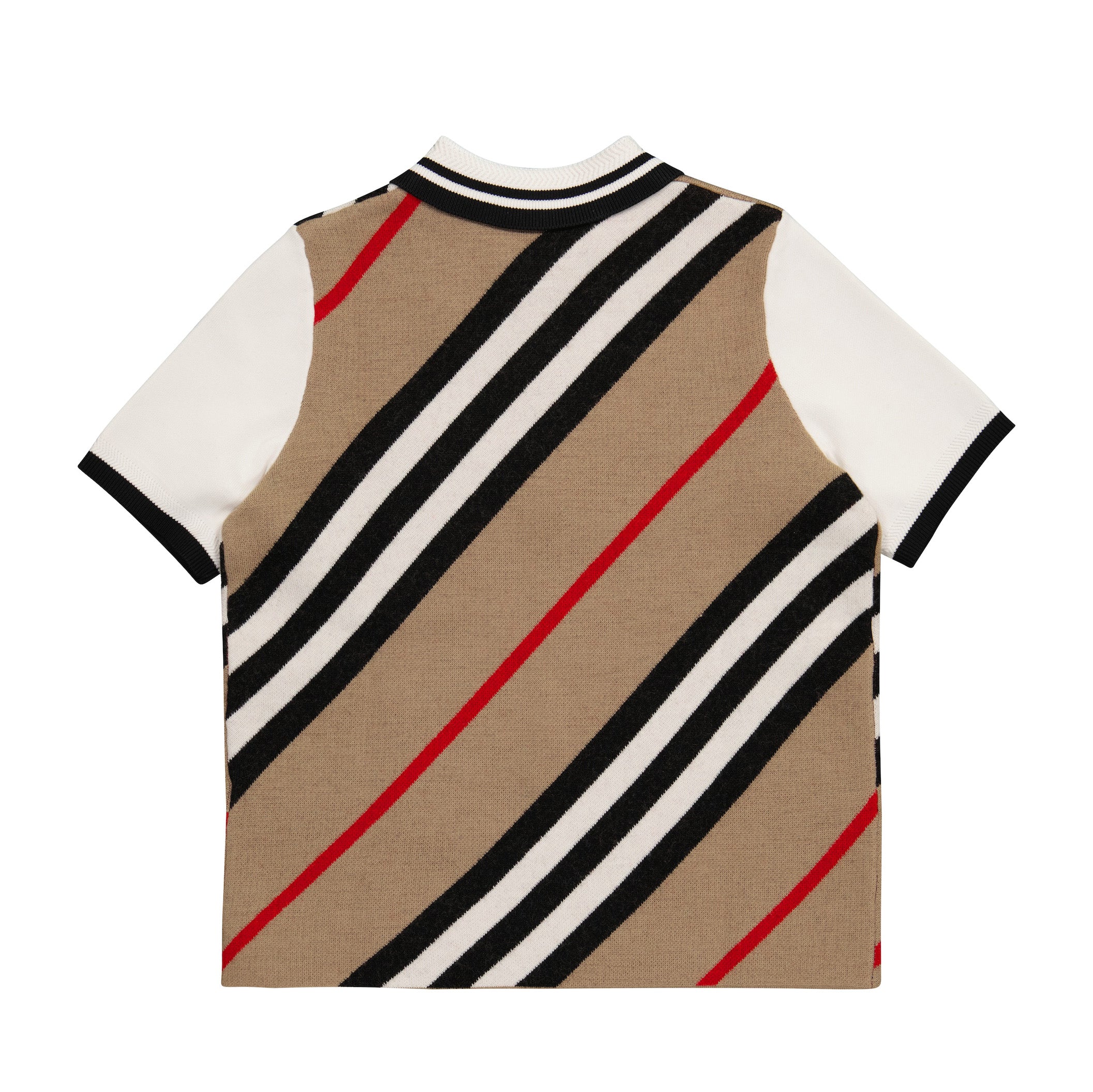 Boys Beige Stripes Wool Polo Shirt