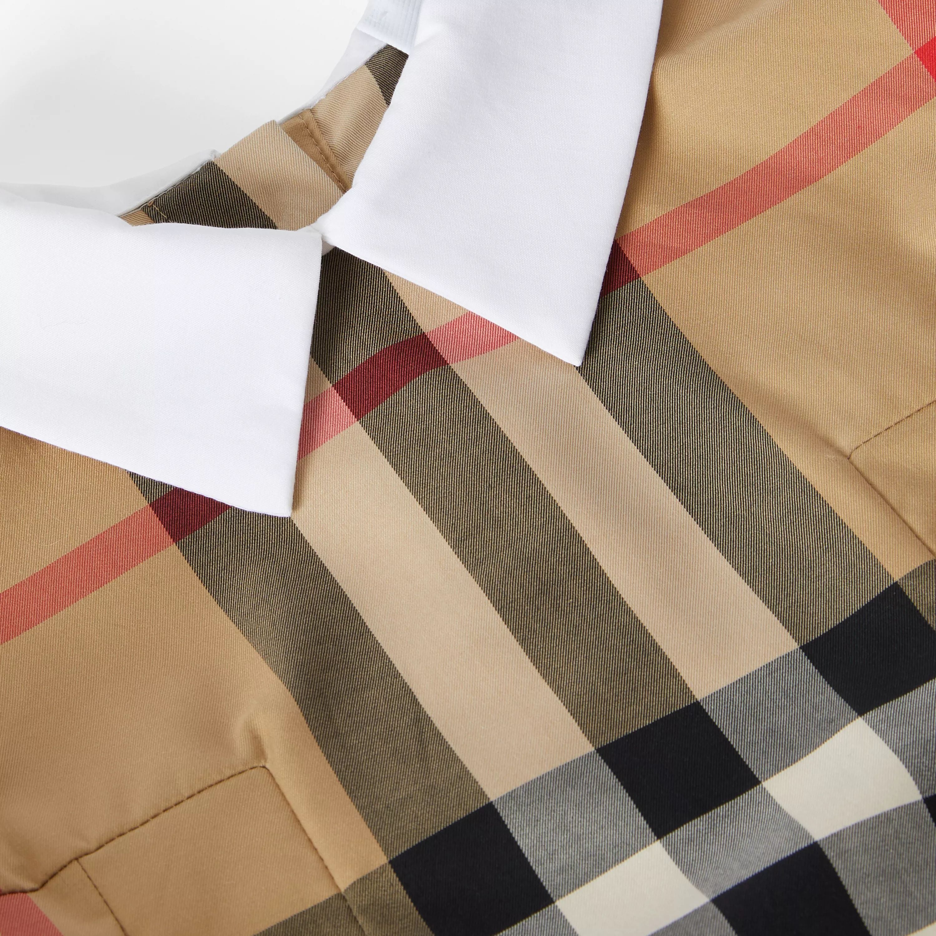 Girls Beige Check Cotton Dress