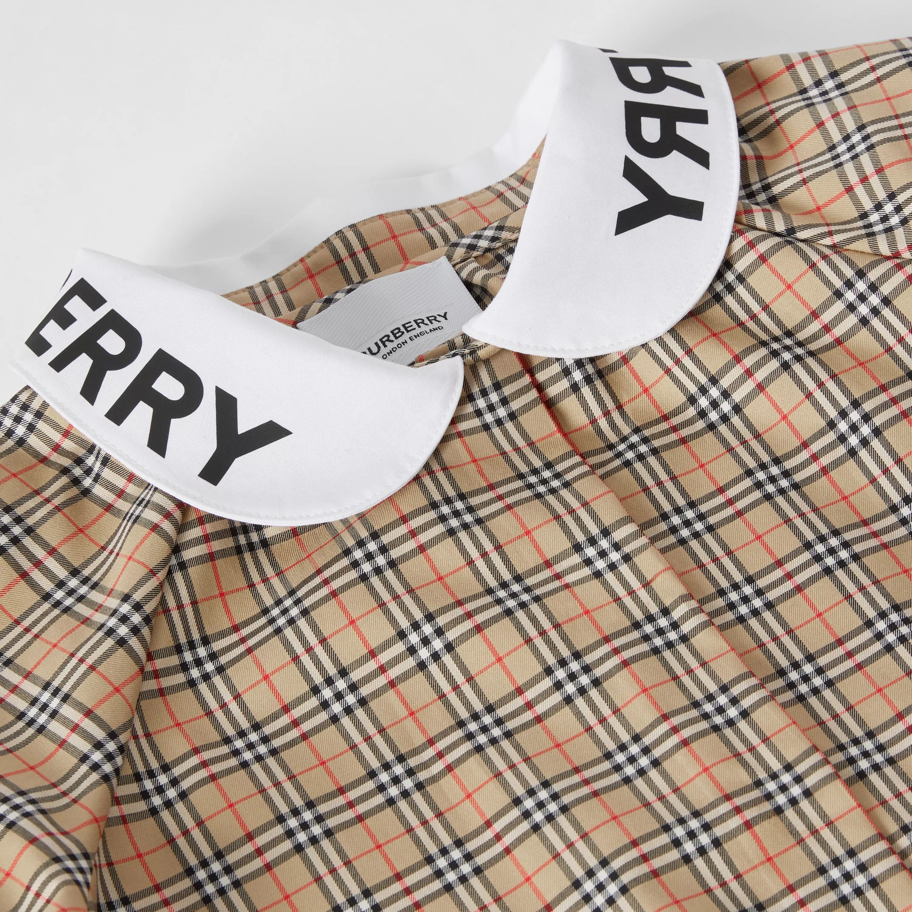 Girls Beige Check Cotton Shirt