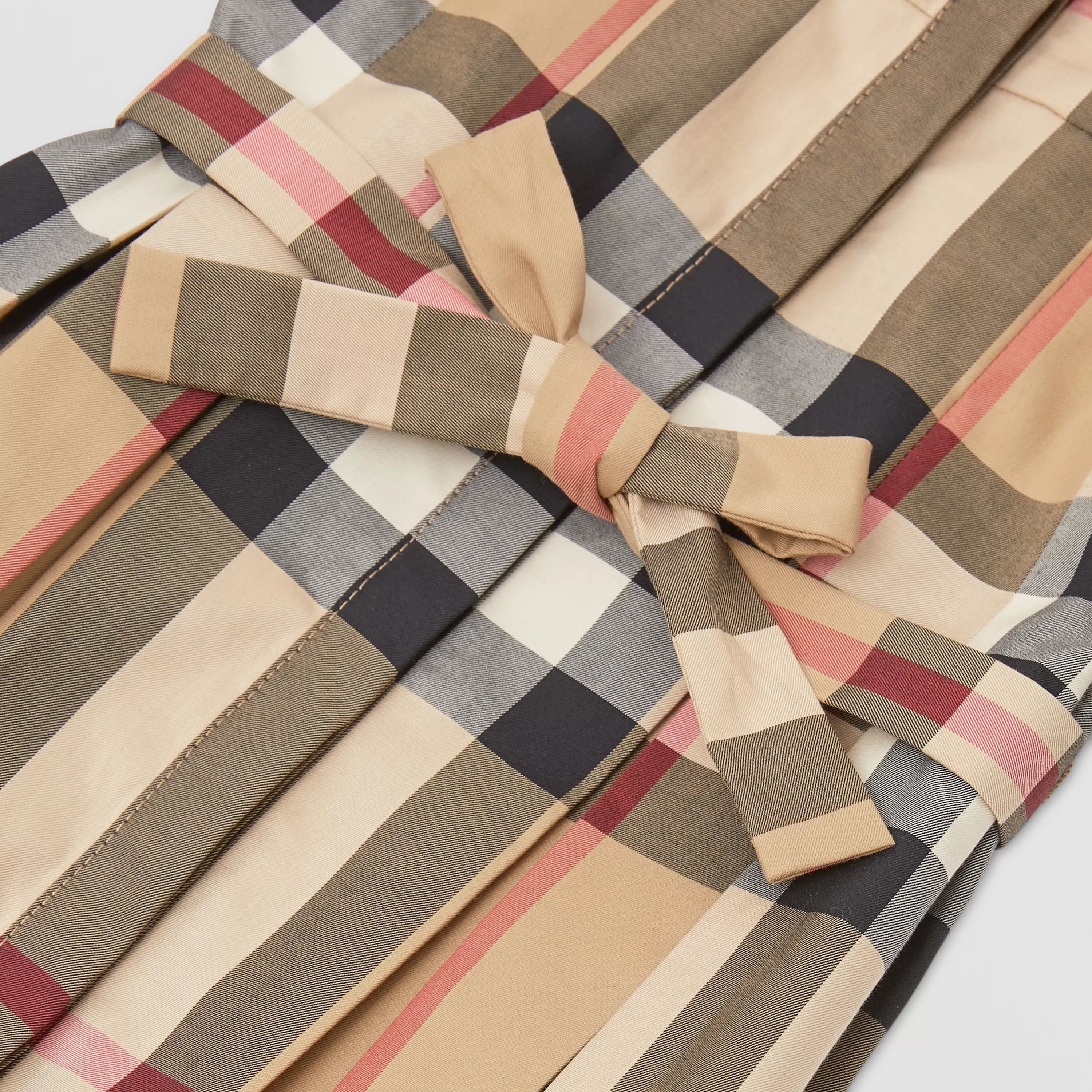 Baby Girls Beige Check Cotton Dress