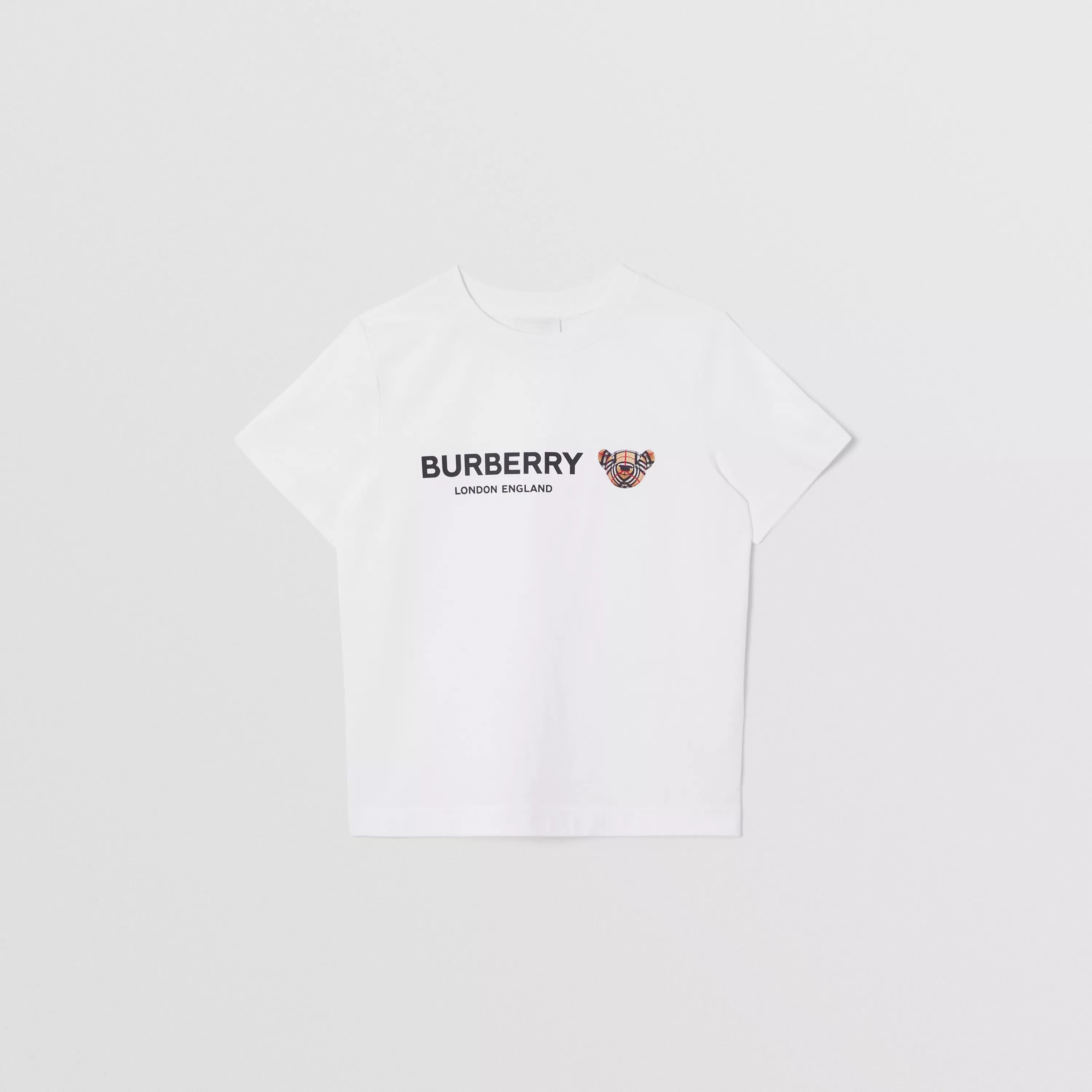 Boys White Logo Cotton T-Shirt