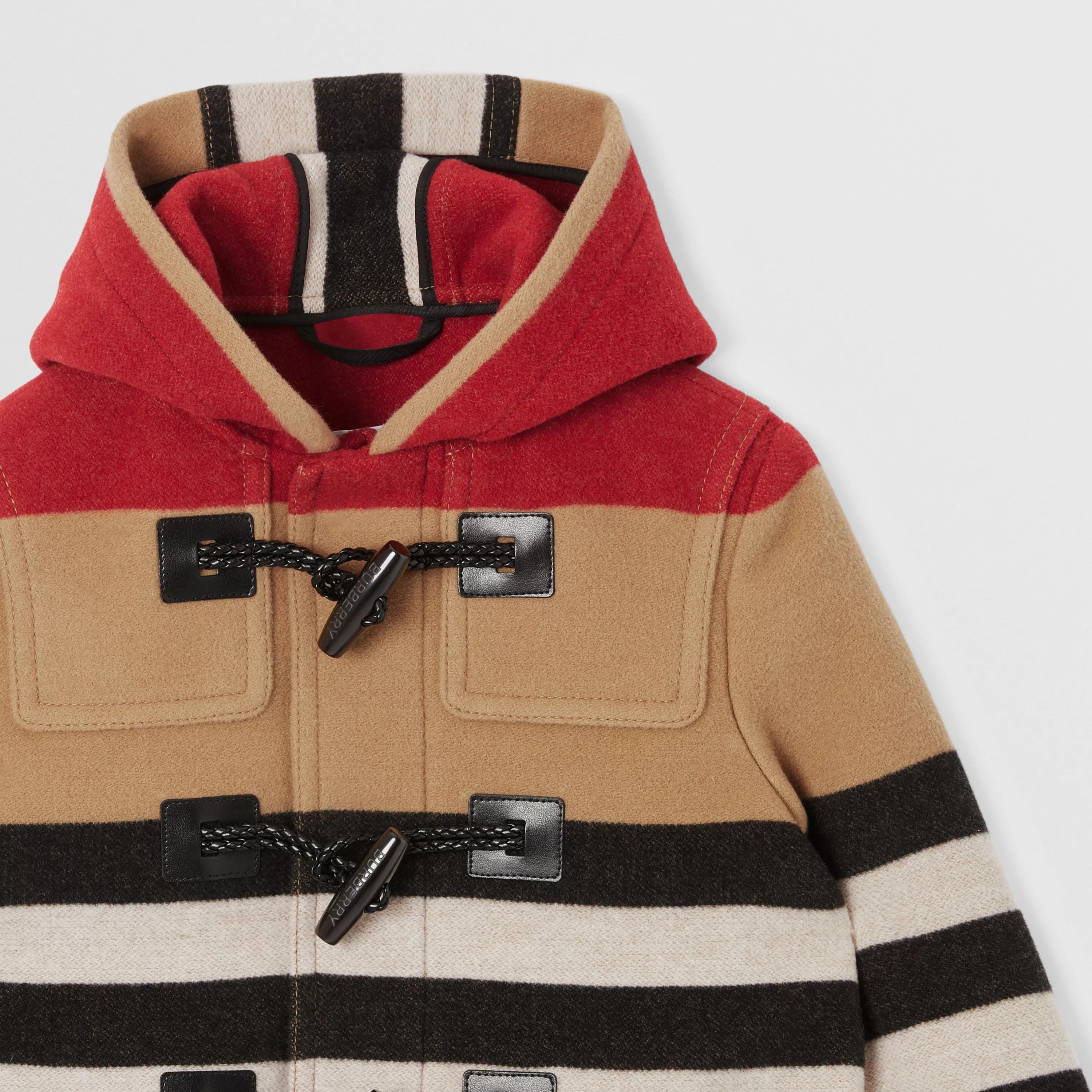 Boys Beige Stripes Wool Coat