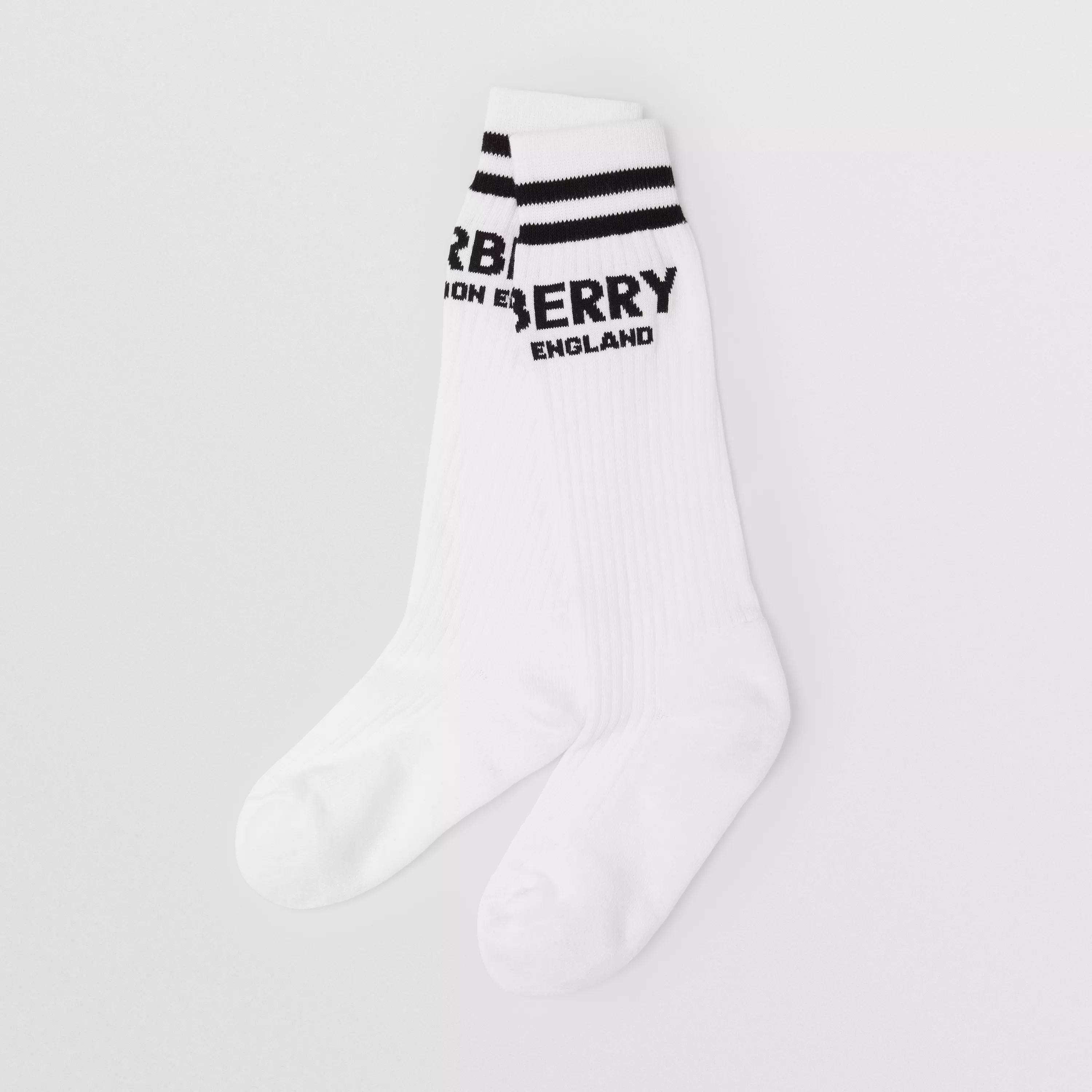 Boys Black & White Logo Cotton Socks (2 Pack)