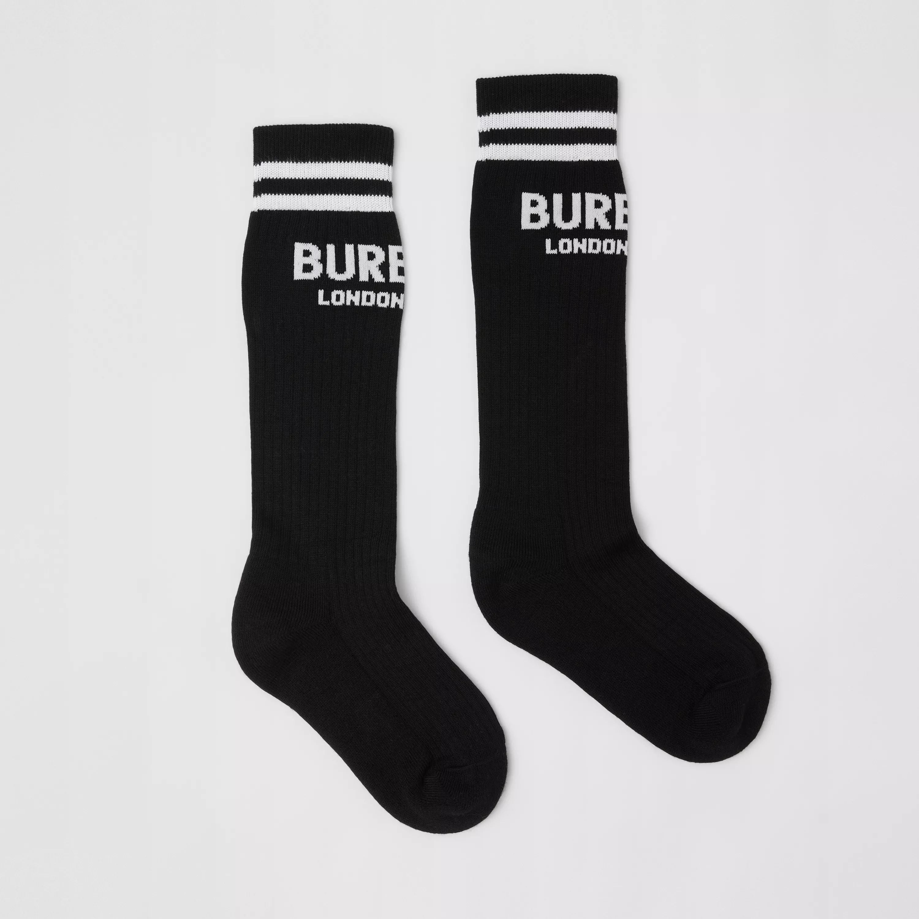 Boys Black & White Logo Cotton Socks (2 Pack)