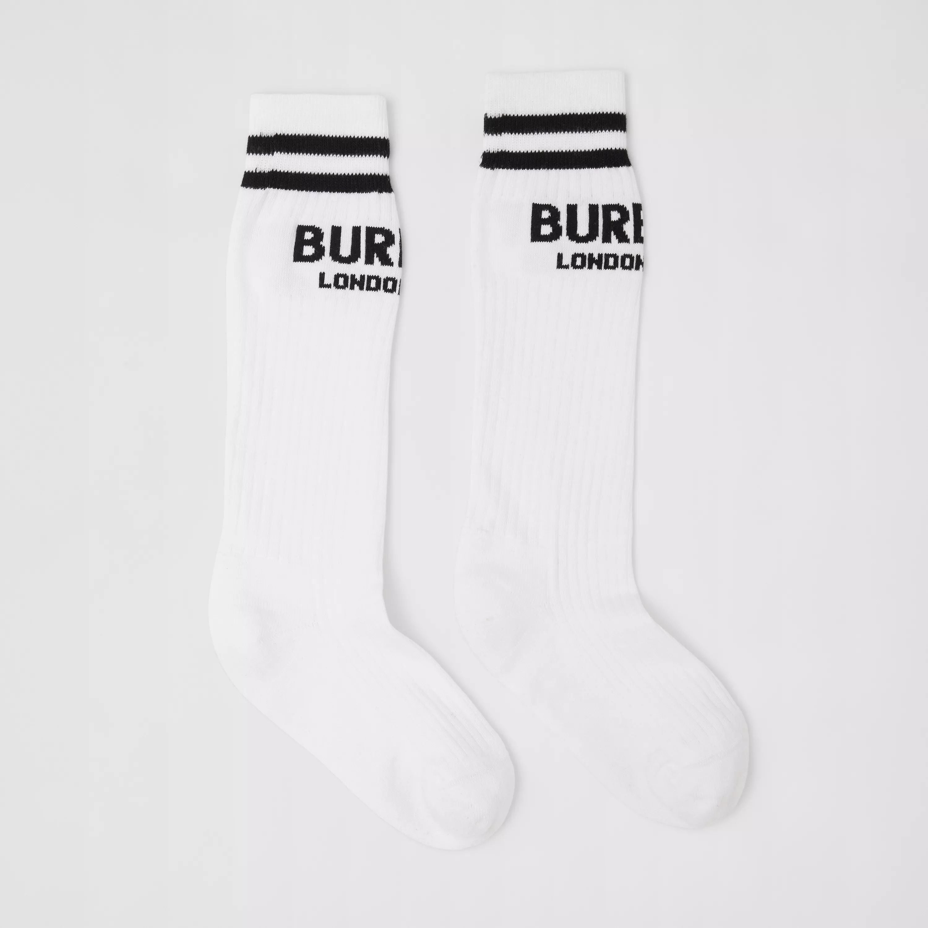 Boys Black & White Logo Cotton Socks (2 Pack)