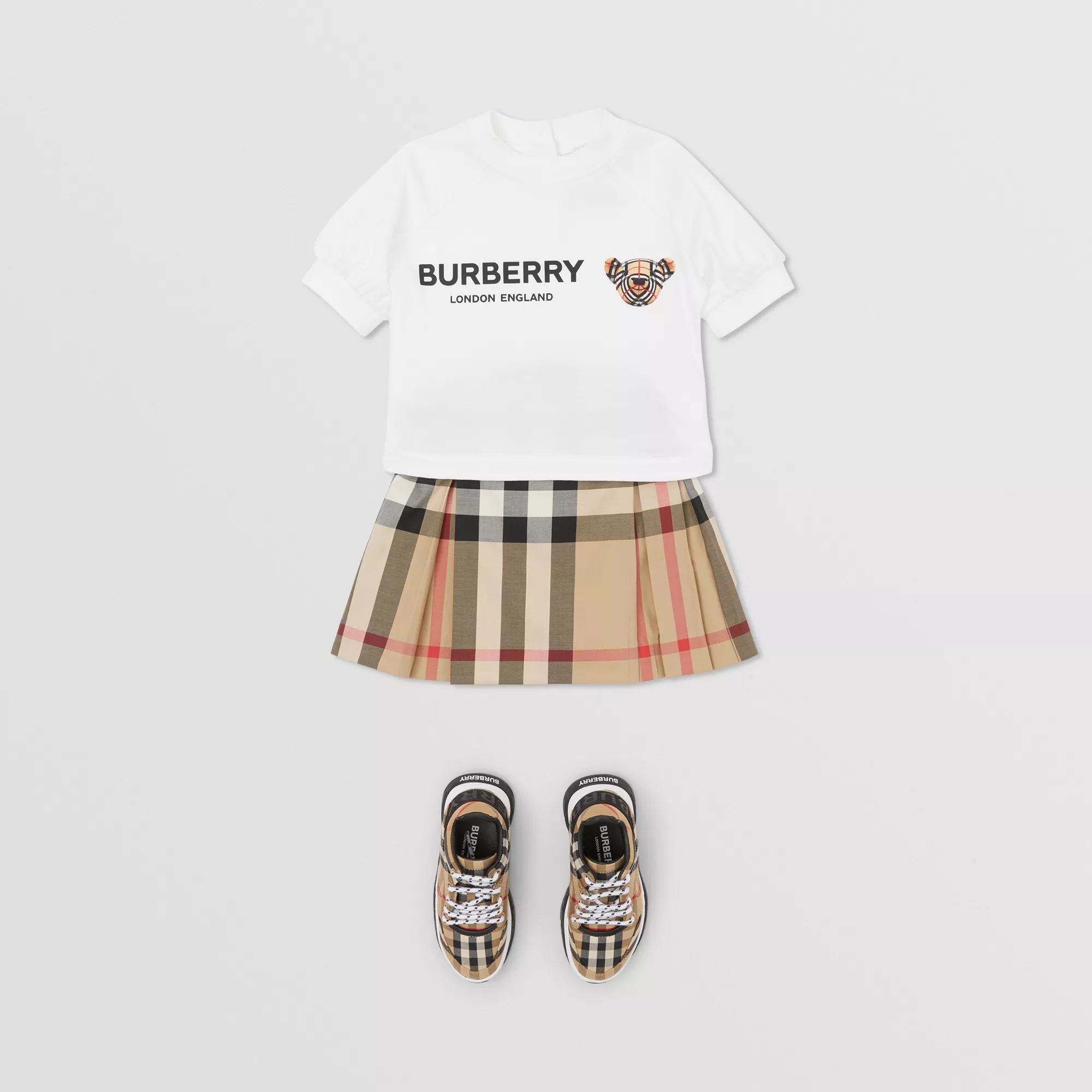 Baby Girls Beige Check Cotton Skirt