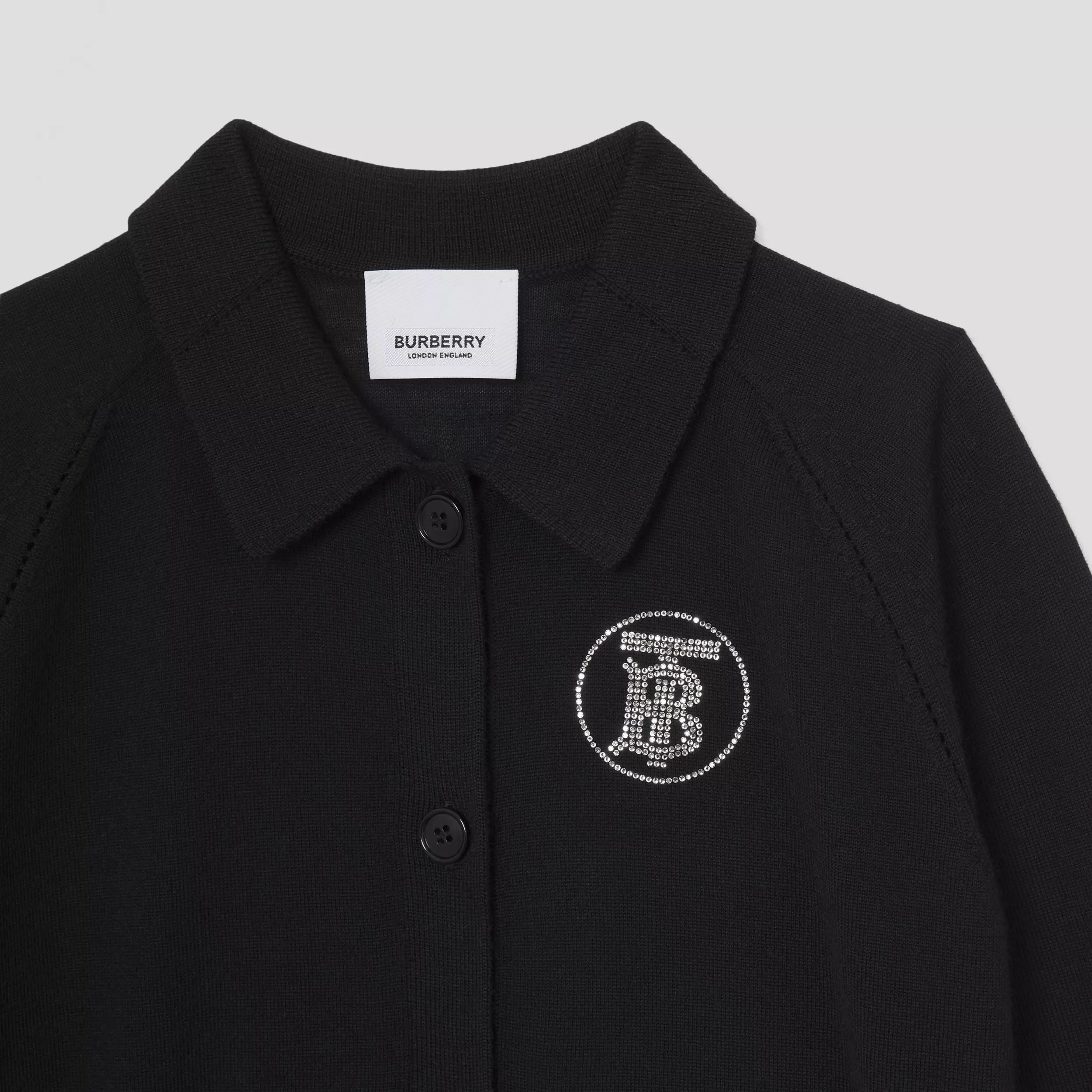 Girls Black Logo Wool Cardigan