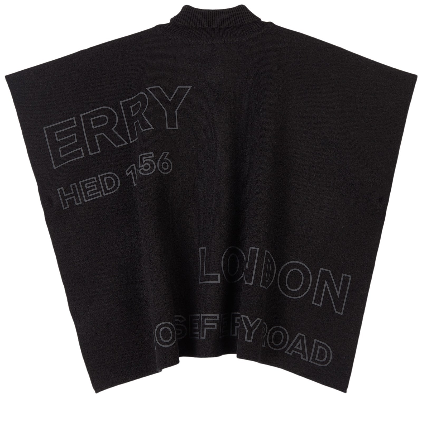 Girls Black Logo Wool Cape
