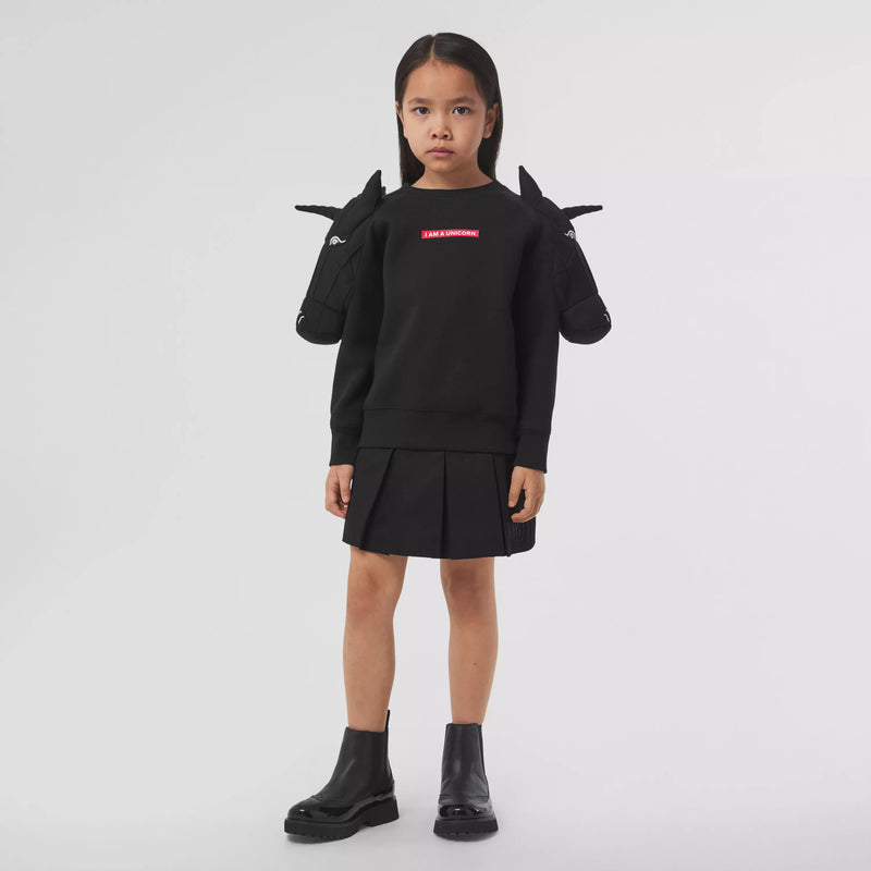 Girls Black Logo Cotton Skirt