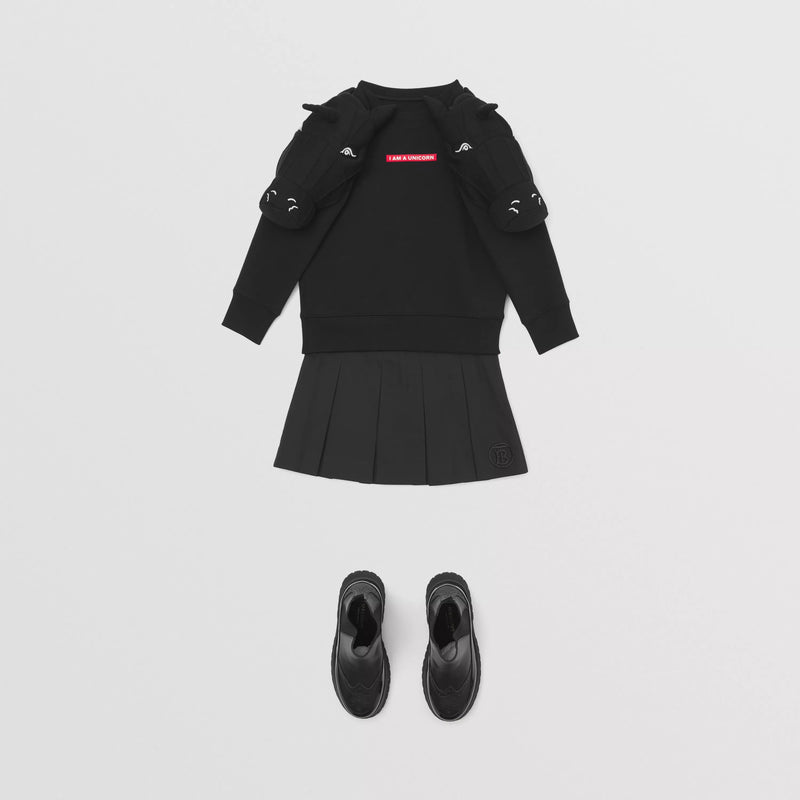 Girls Black Logo Cotton Skirt