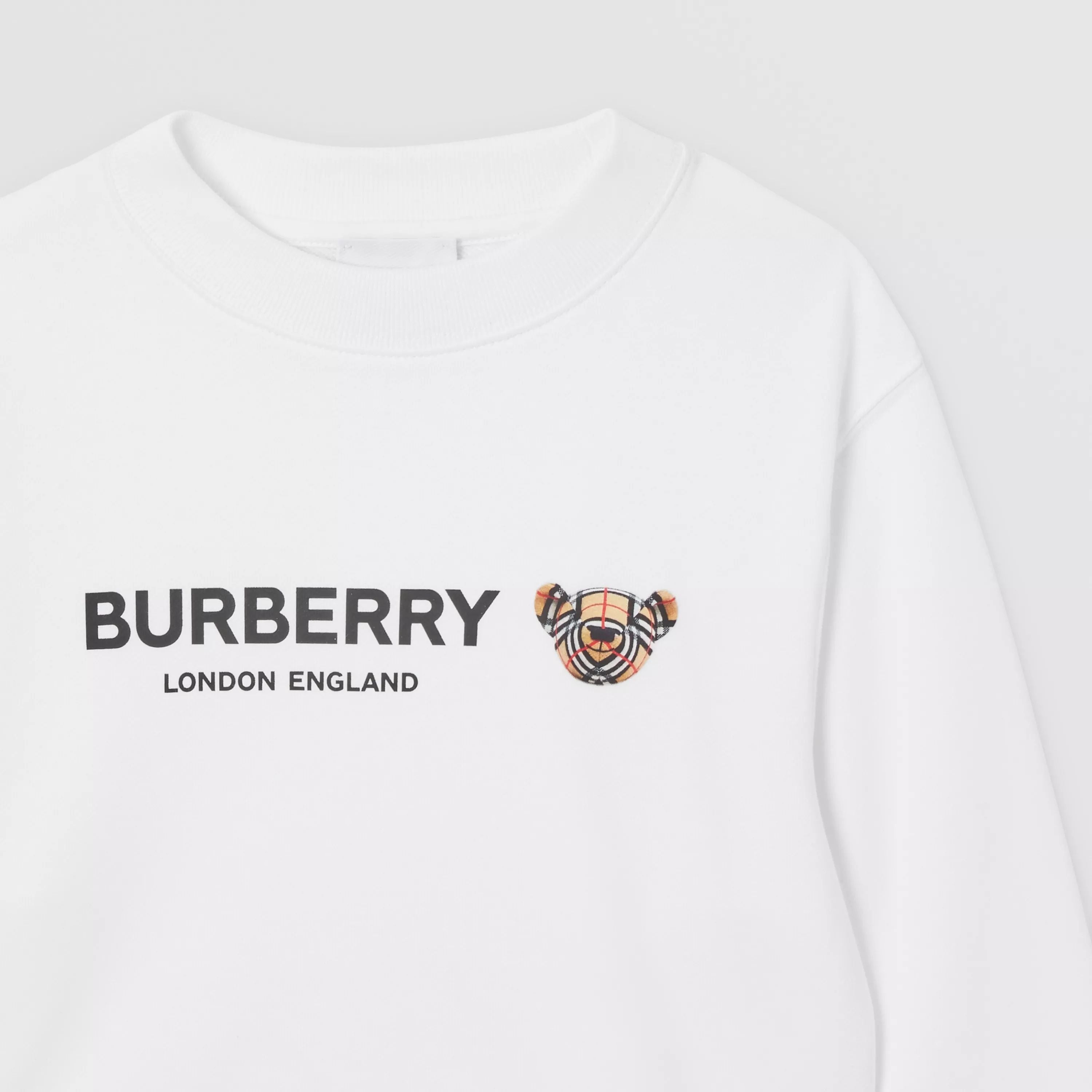 Girls White Logo Cotton Sweatshirt