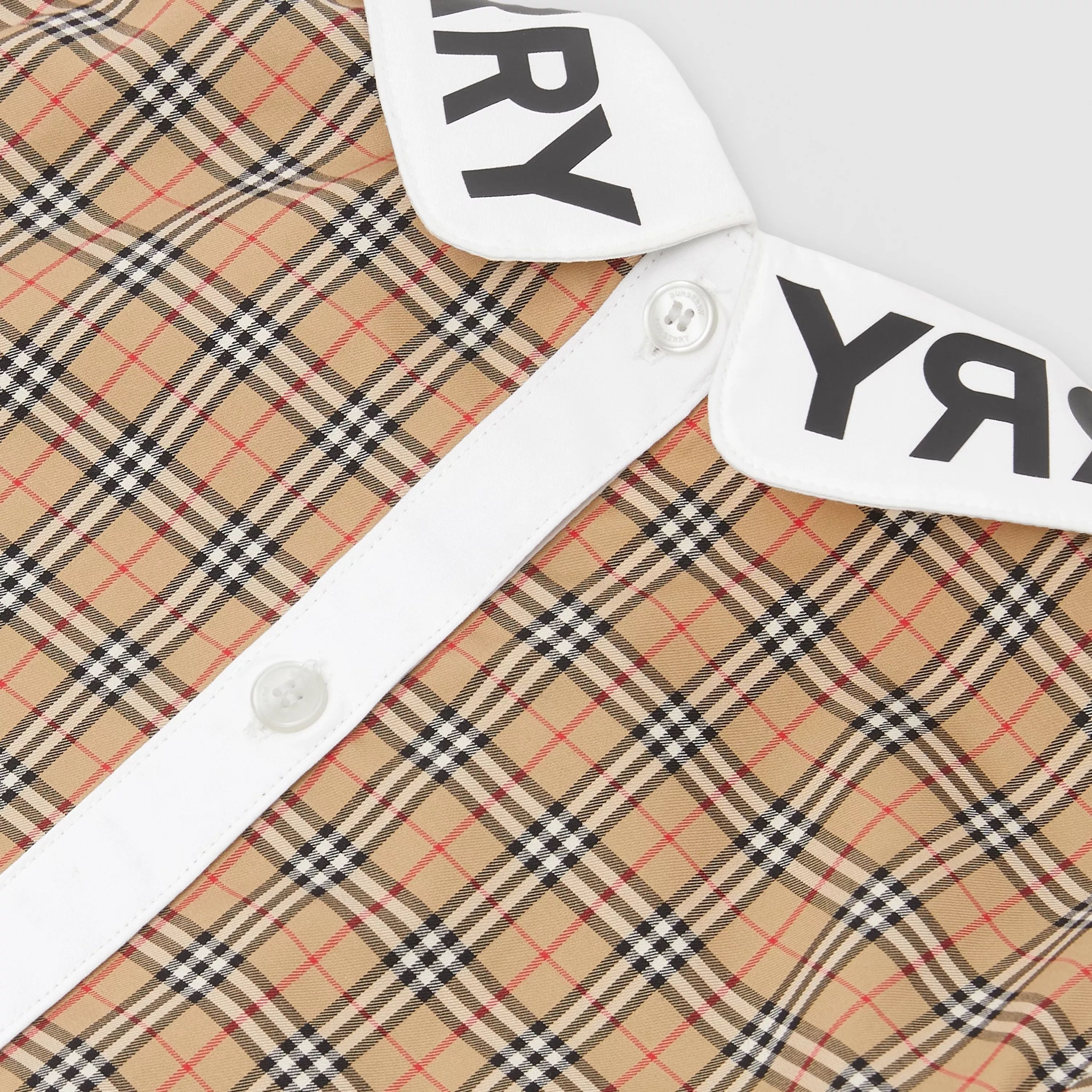 Girls Beige Check Cotton Dress