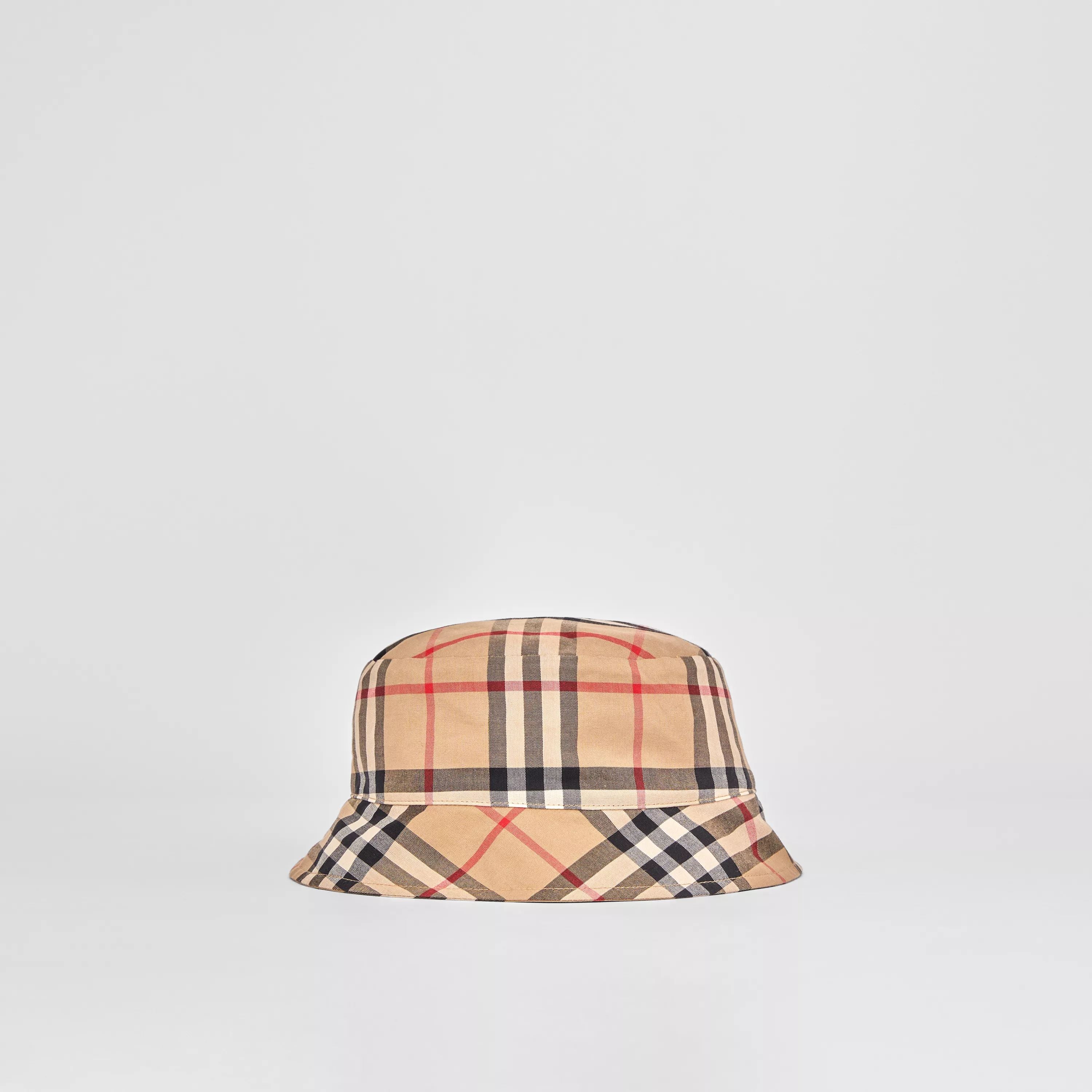 Baby Boys & Girls Beige Check Cotton Hat