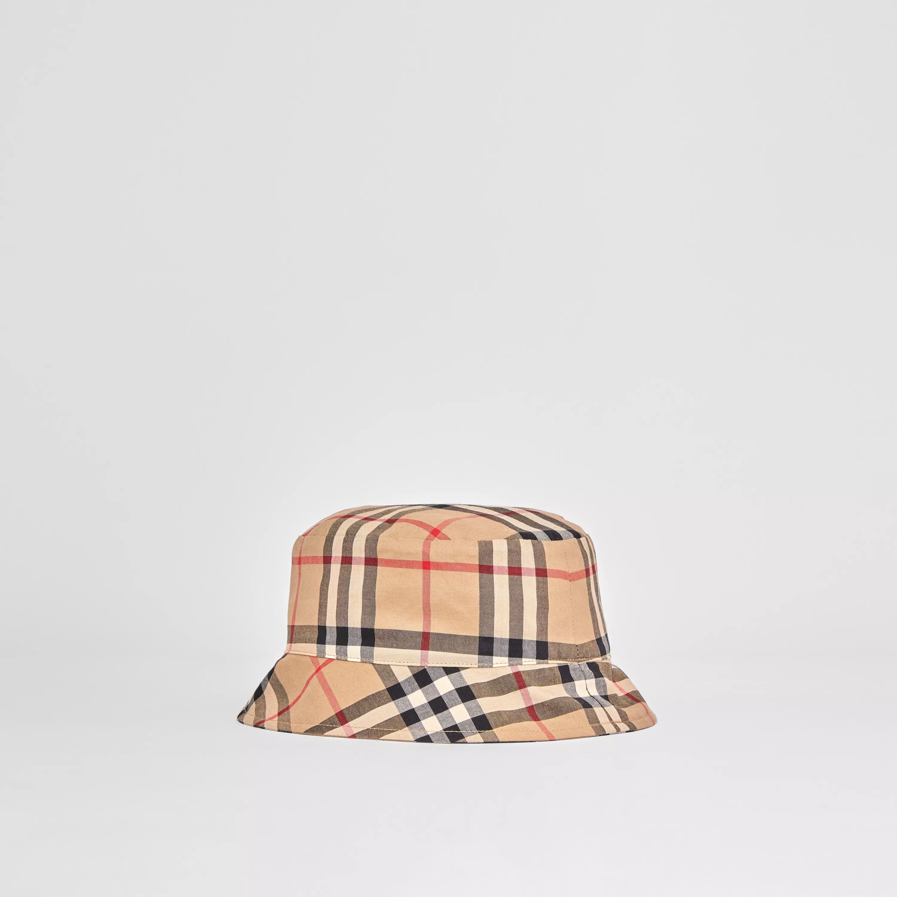 Baby Boys & Girls Beige Check Cotton Hat