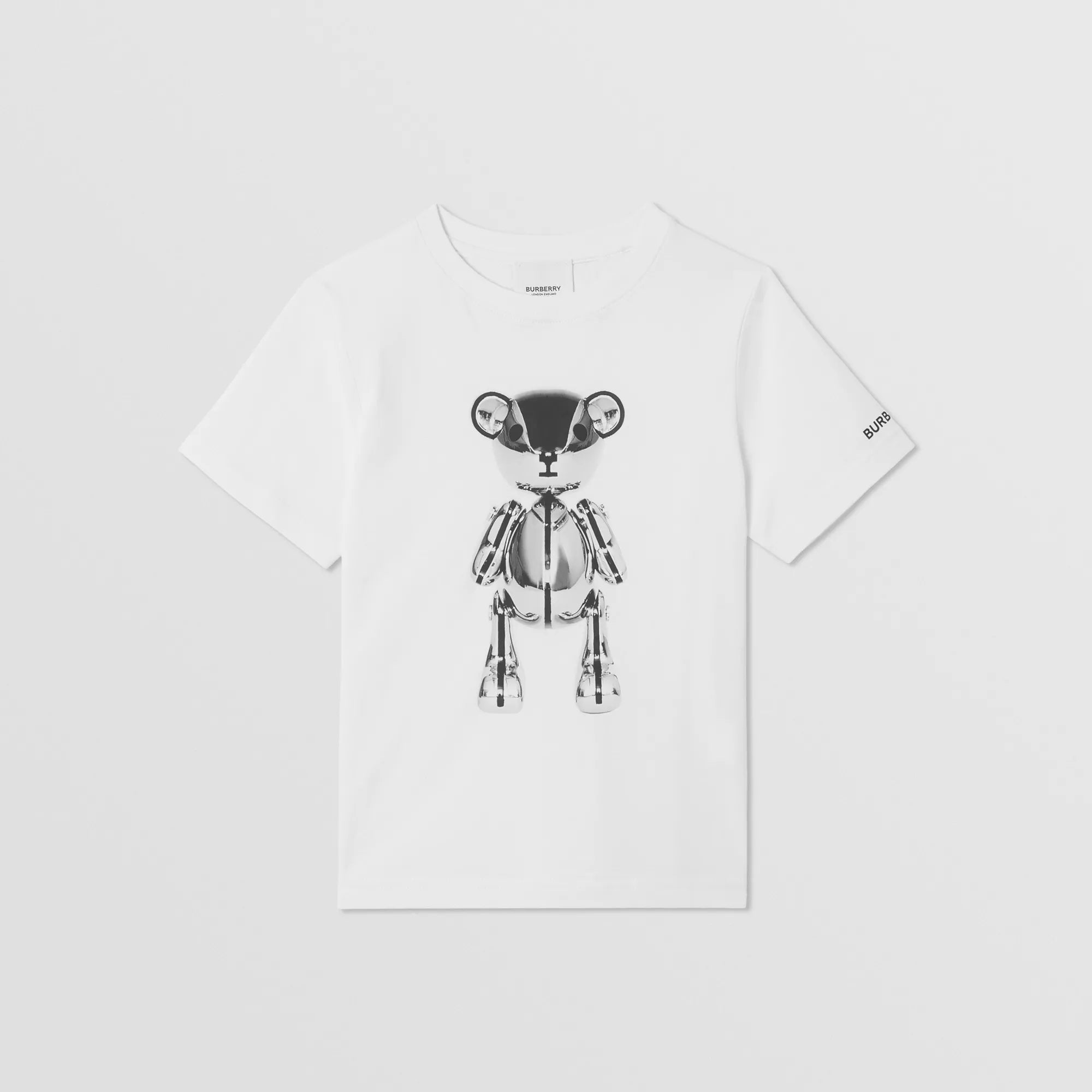 Boys White Printed Cotton T-Shirt