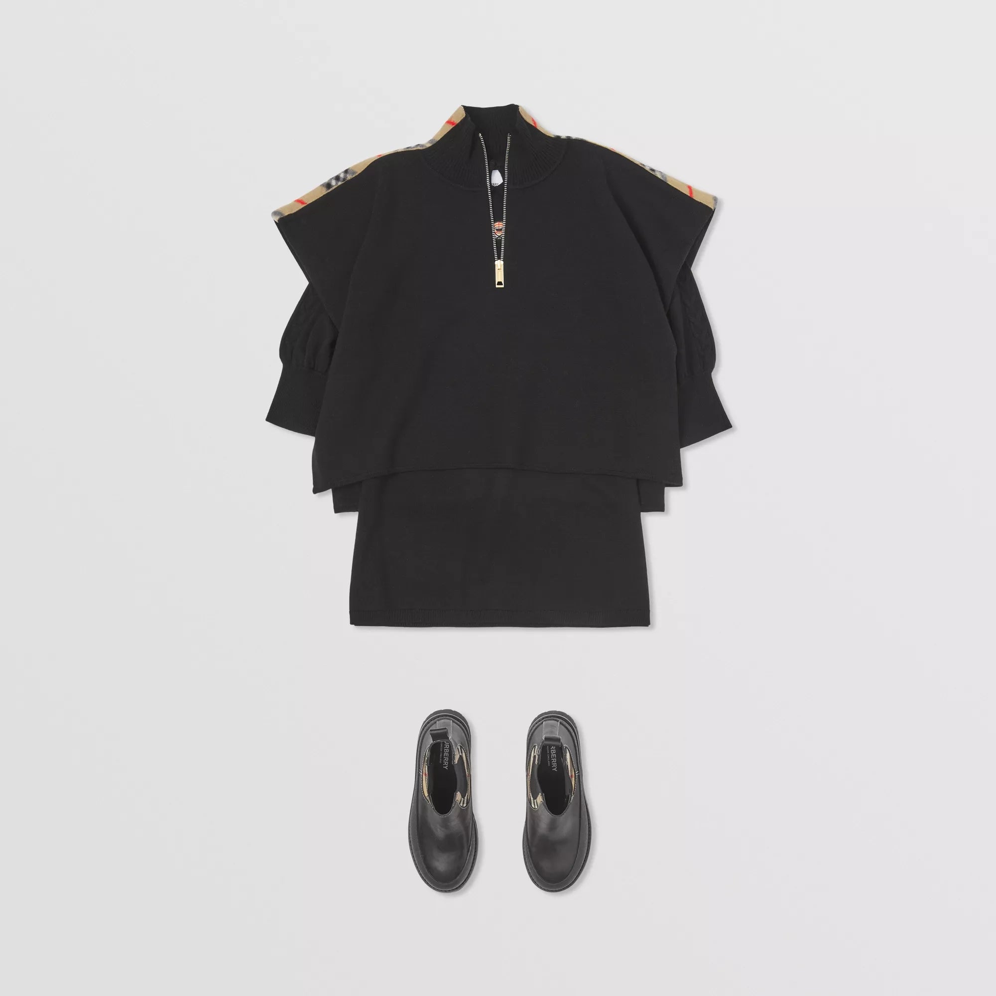Girls Black Wool Cape