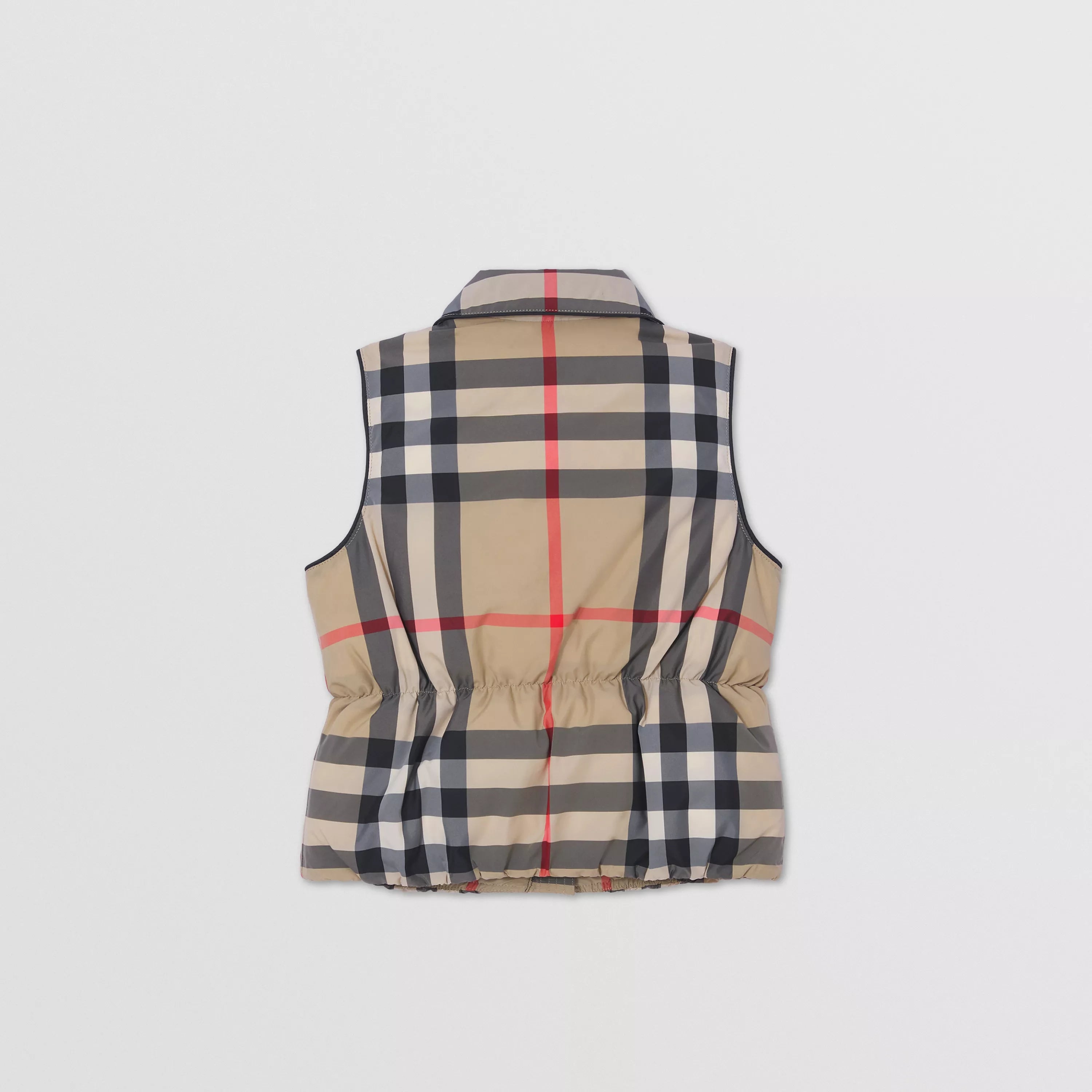 Girls Beige Check Padded Down Gilet