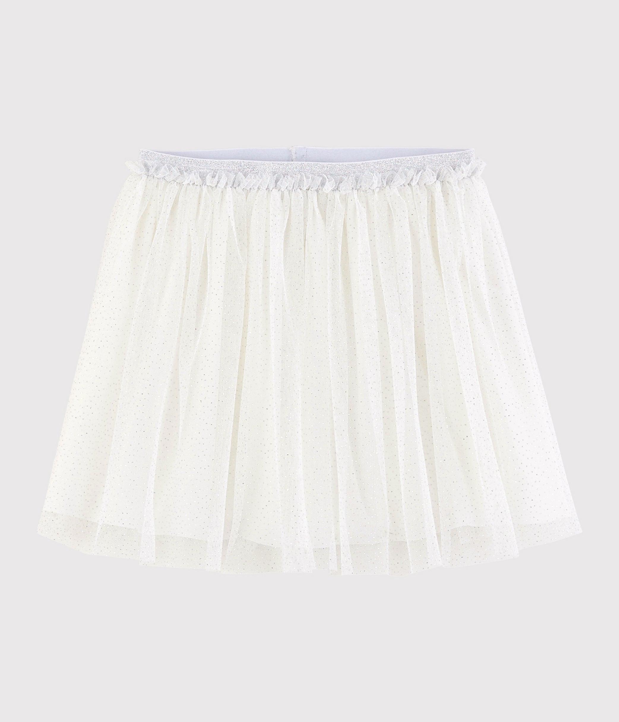 Girls White Glitter Tulle Skirt