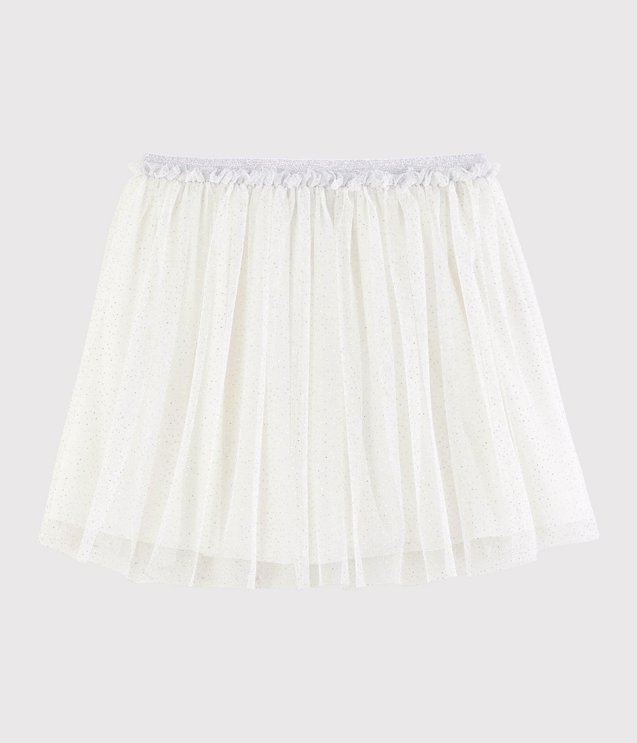 Girls White Glitter Tulle Skirt