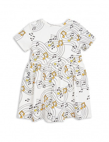 Girls Ivory Music Notes Printed Dress