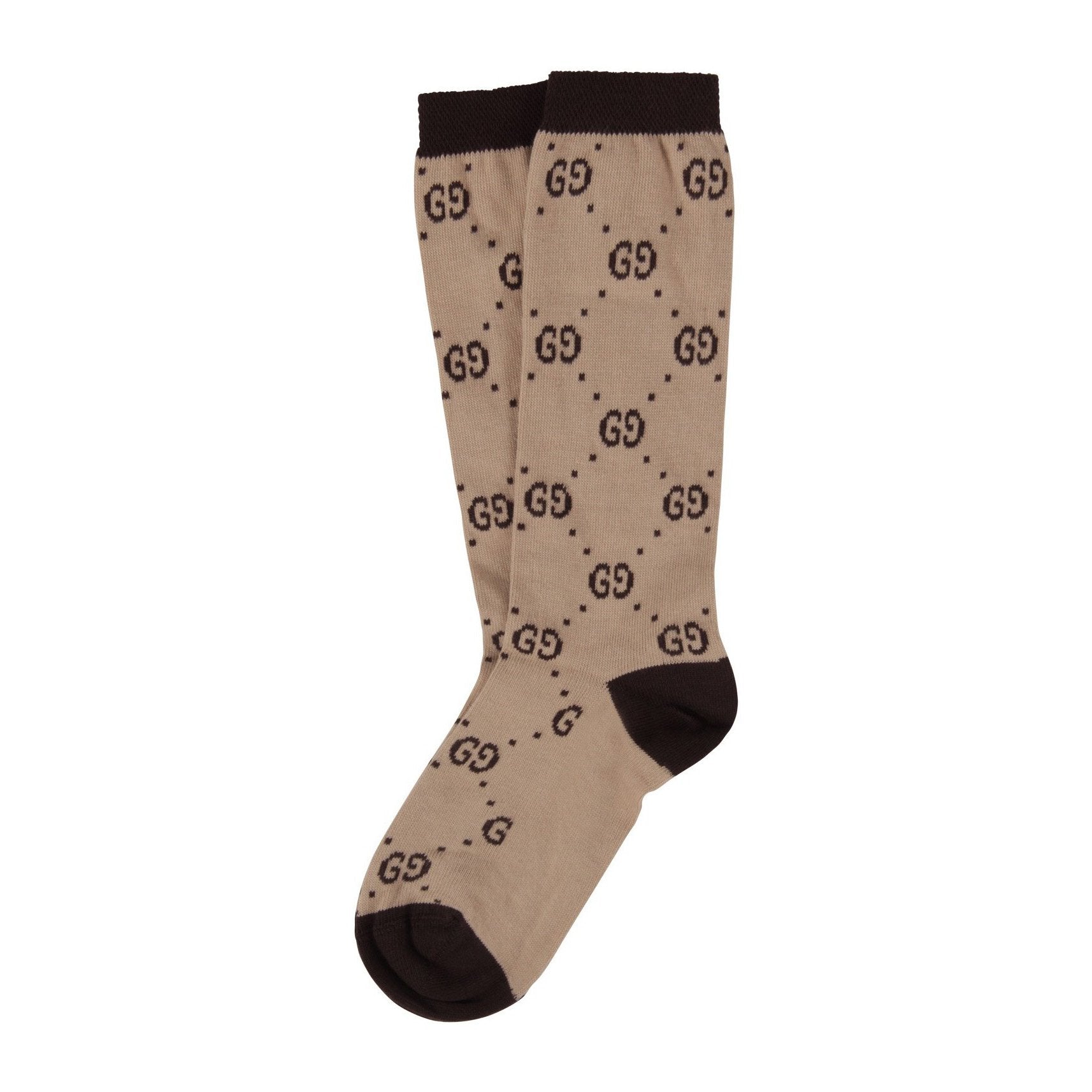 Boys & Girls Beige Logo Cotton Socks