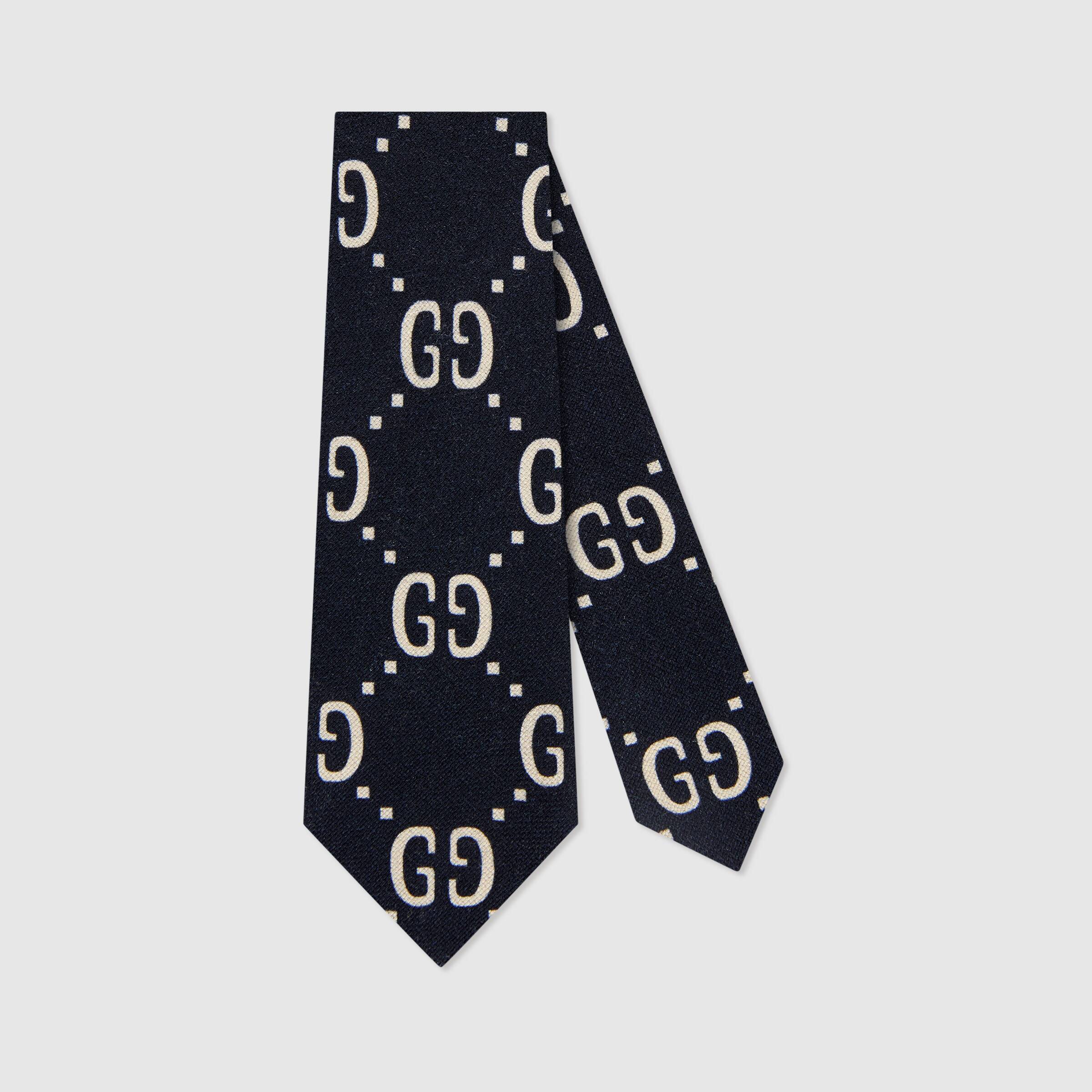 Boys Navy GG Logo Wool Tie