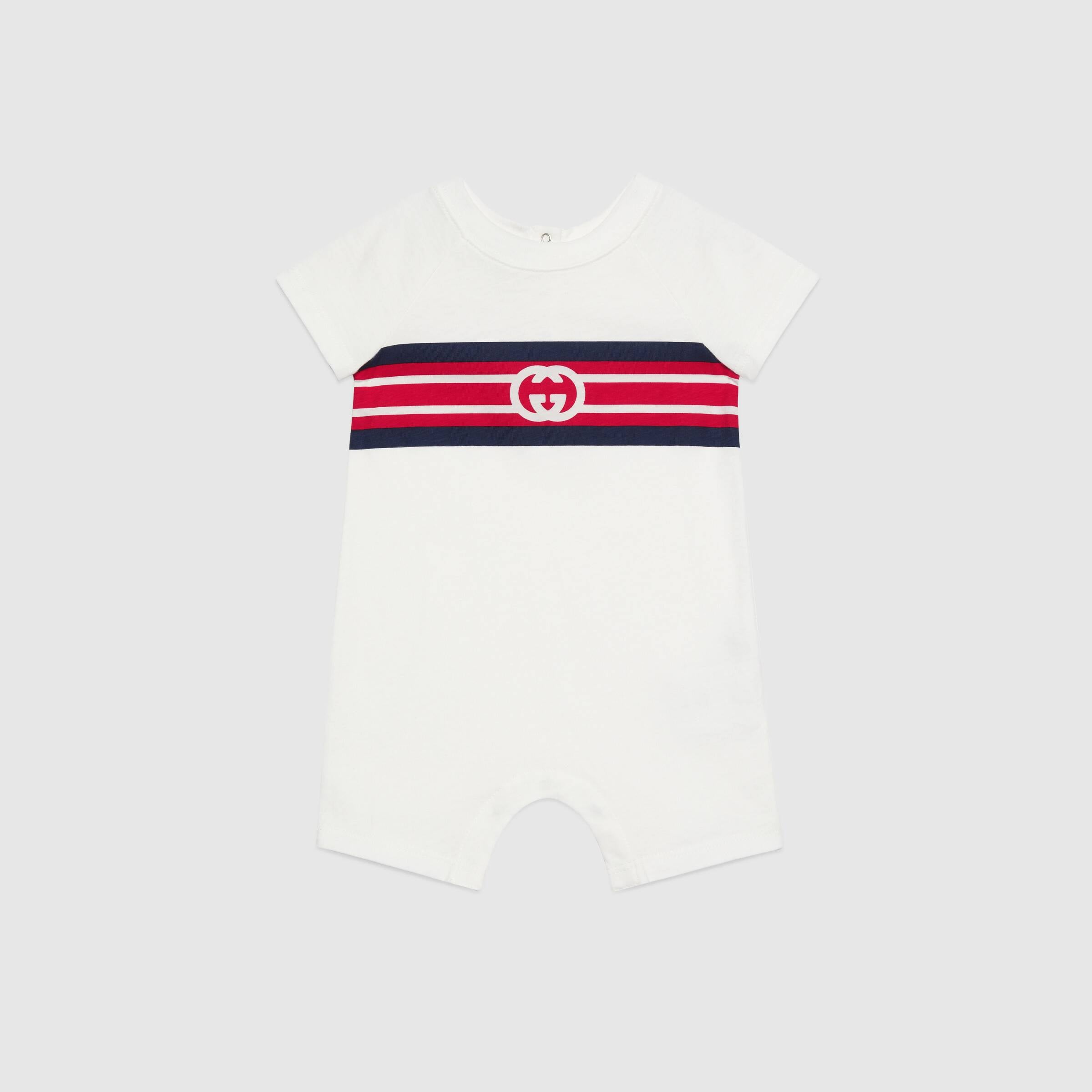 Baby Boys White Logo Cotton Babysuit