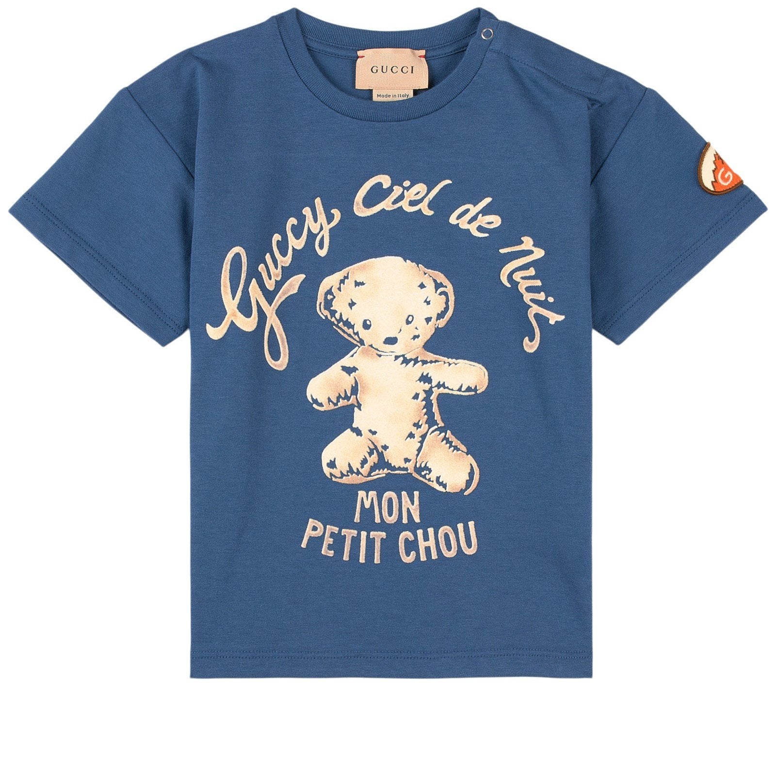 Baby Boys Blue Printed Cotton T-Shirt
