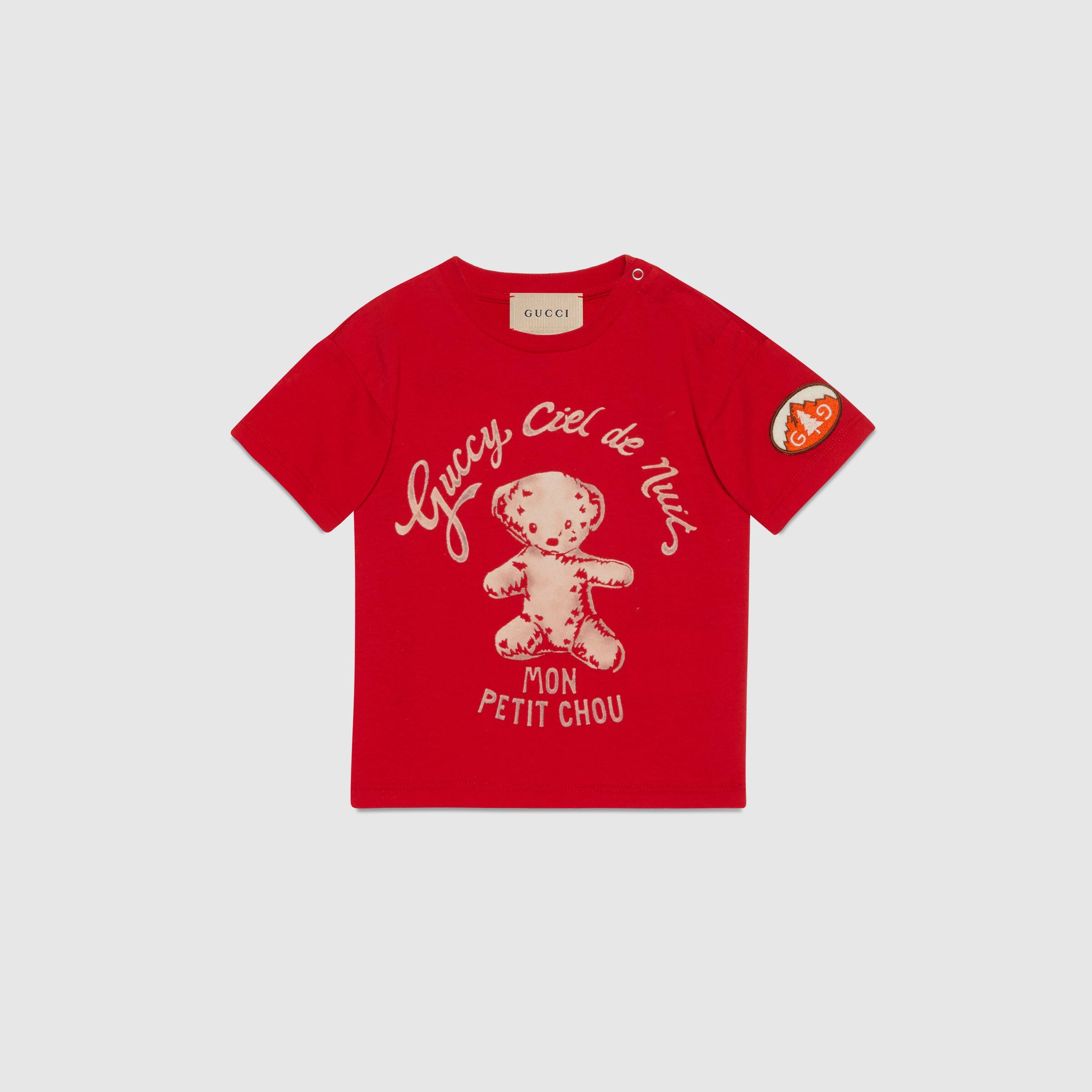 Baby Boys Red Printed Cotton T-Shirt