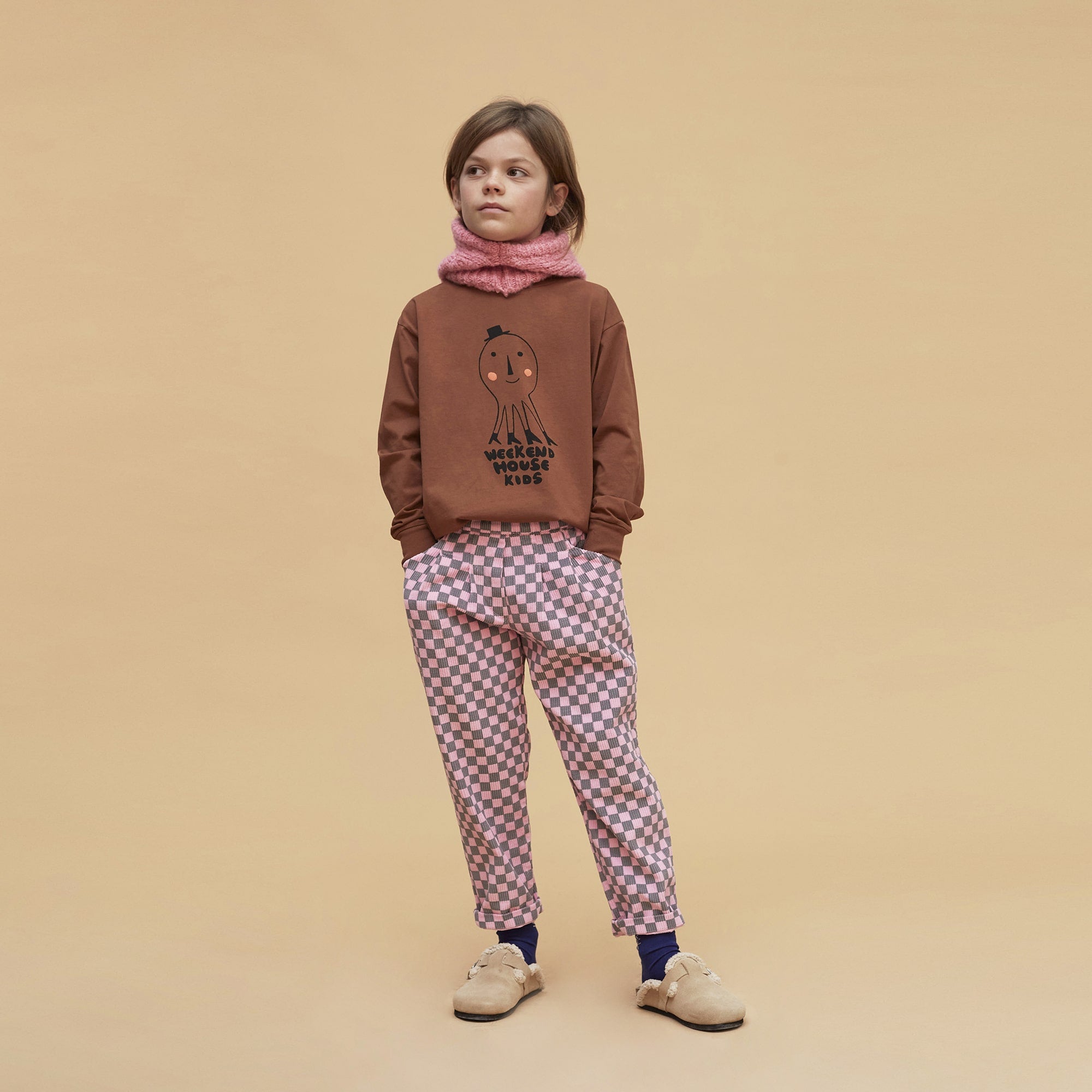 Boys & Girls Brown Printed Cotton Sweatshirt