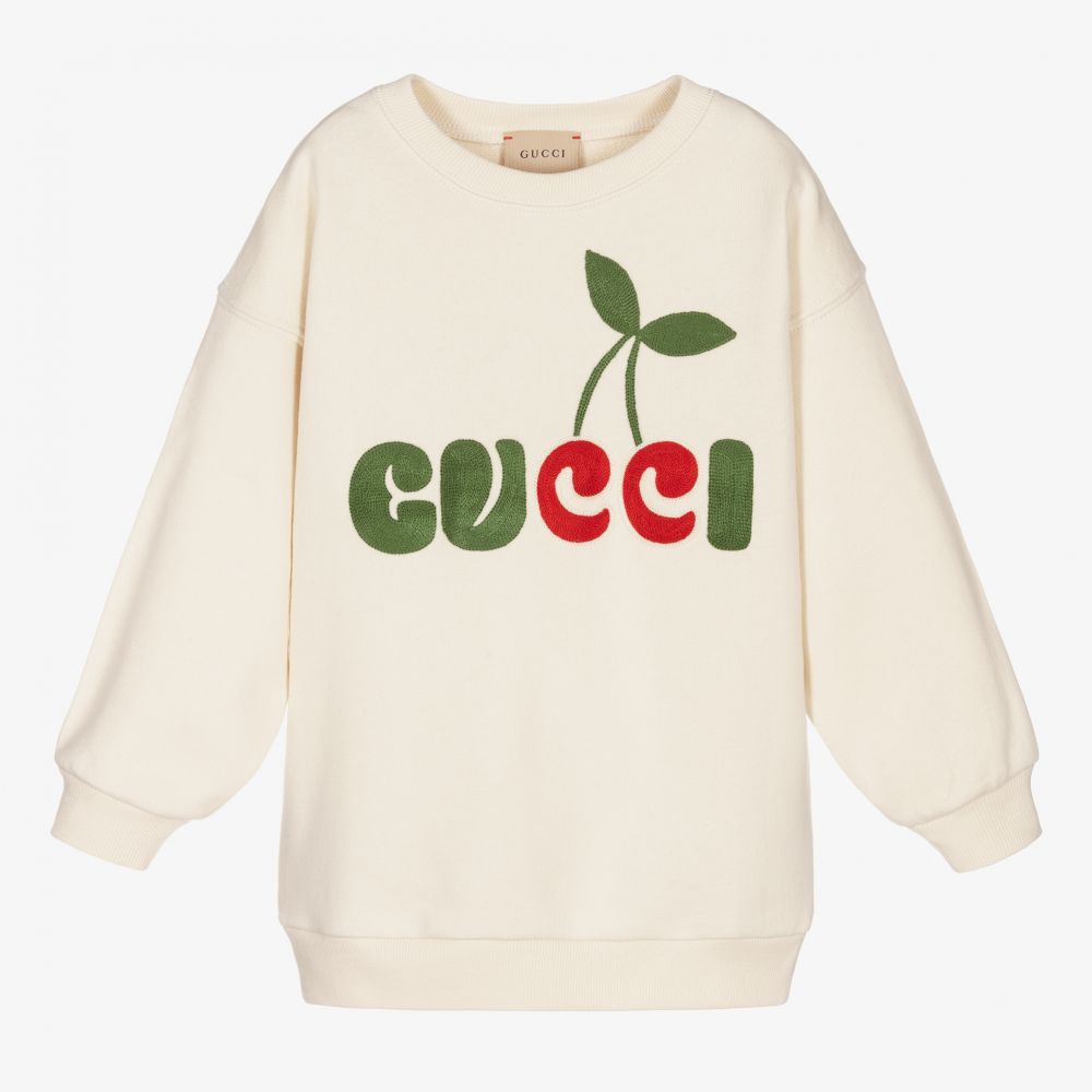 Girls White Logo Cotton Dress