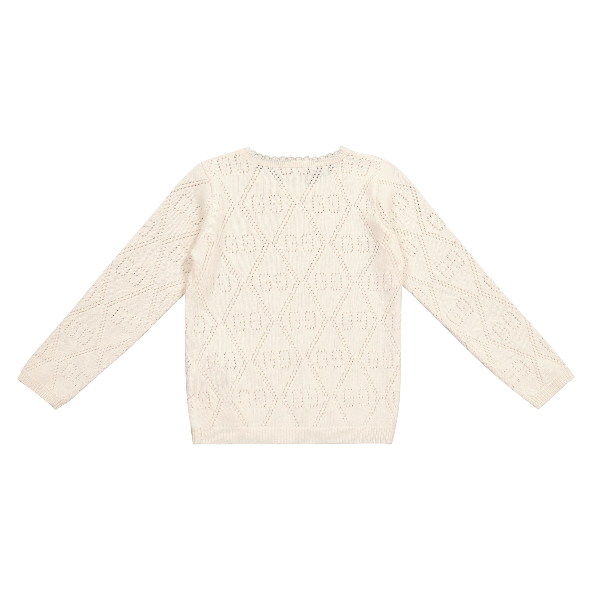 Girls White GG Wool Sweater