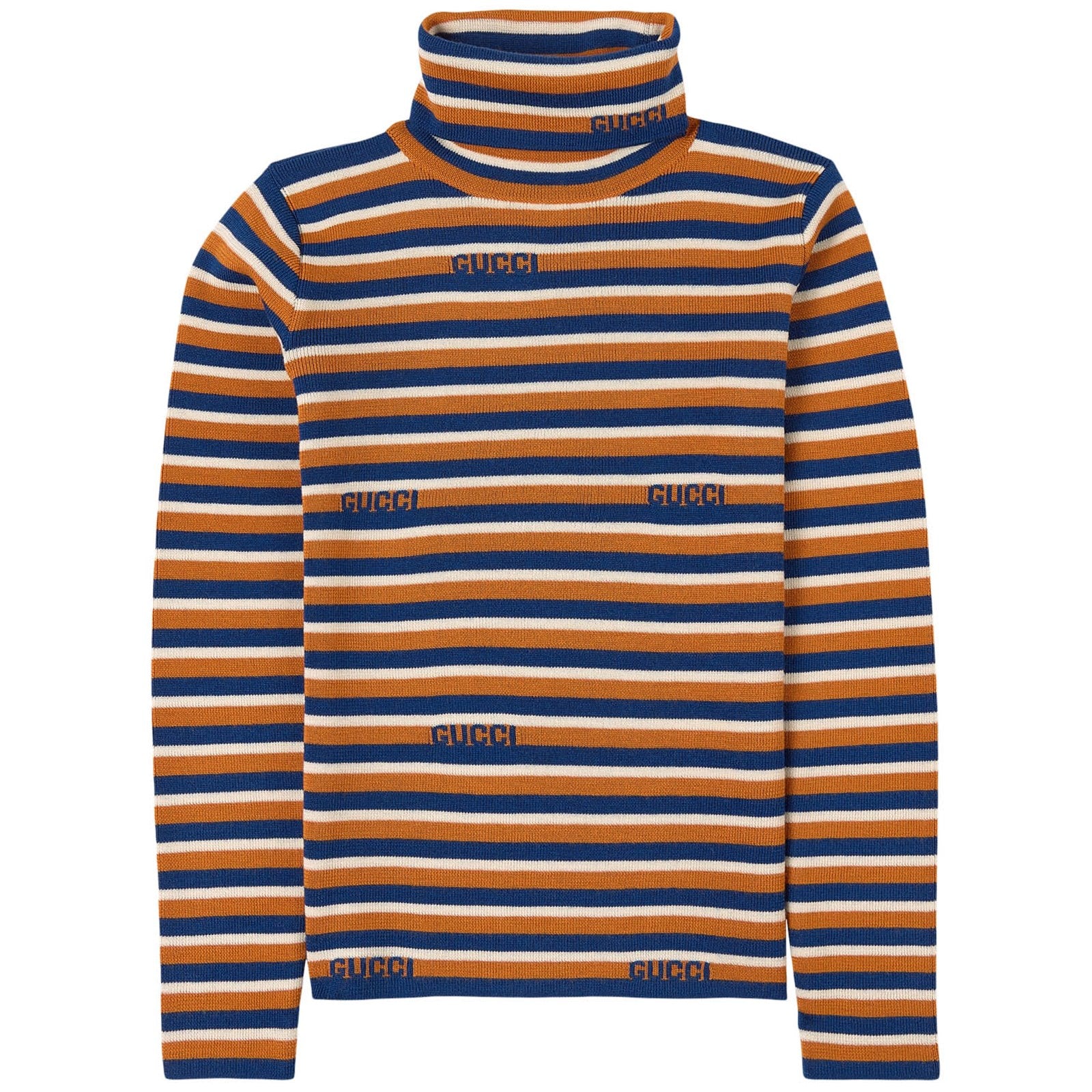 Boys Orange & Blue Stripes Wool Sweater