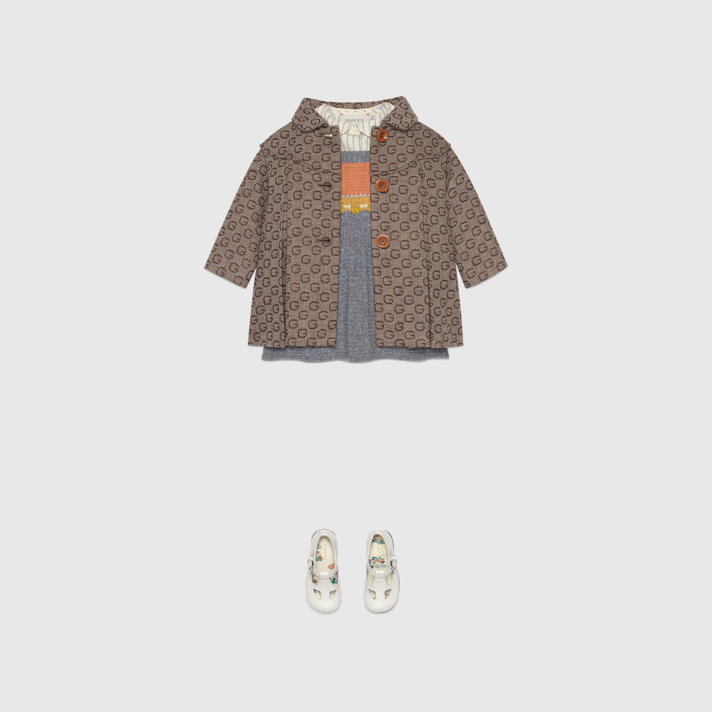 Baby Girls Beige GG Logo Wool Coat