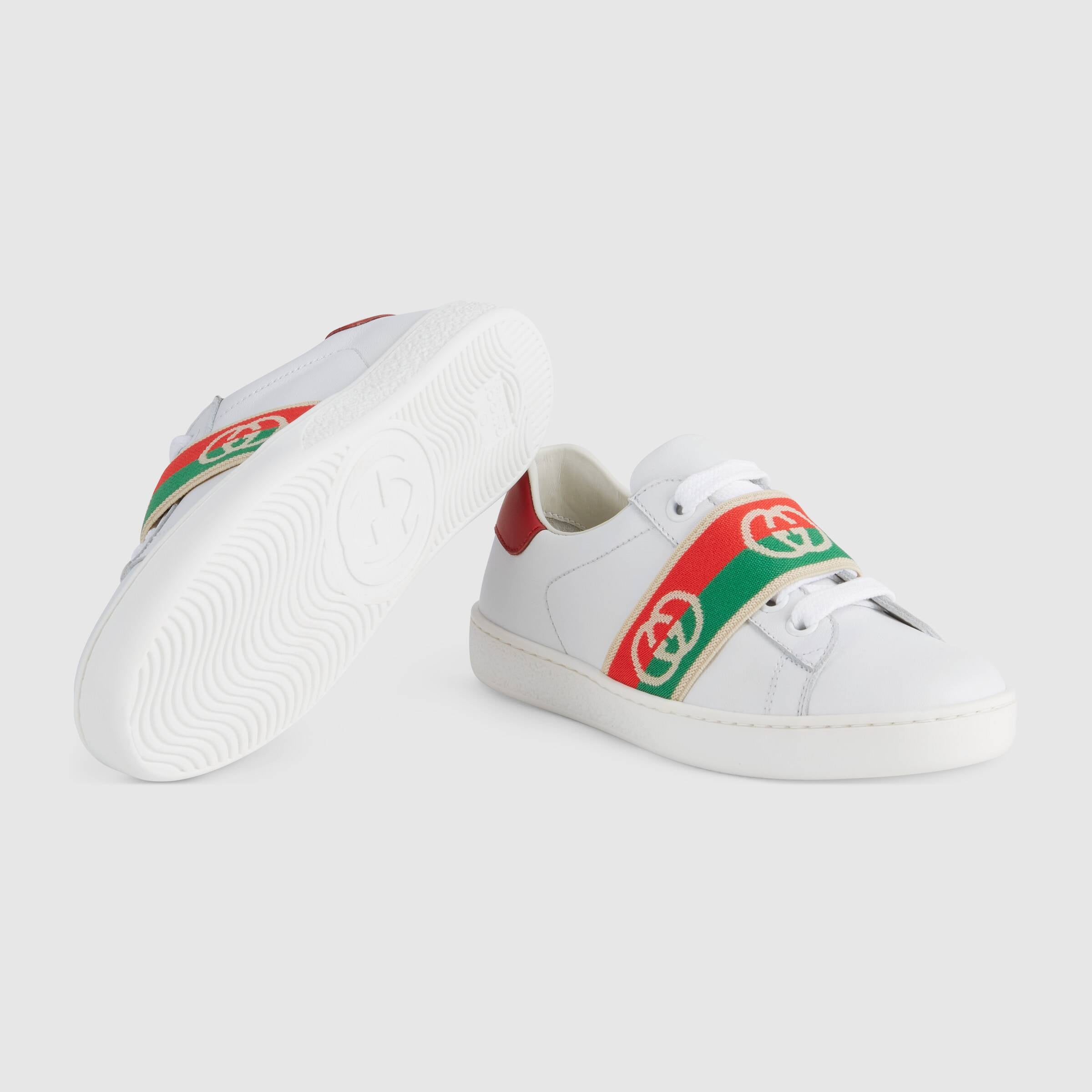 Boys & Girls White GG Leather Shoes