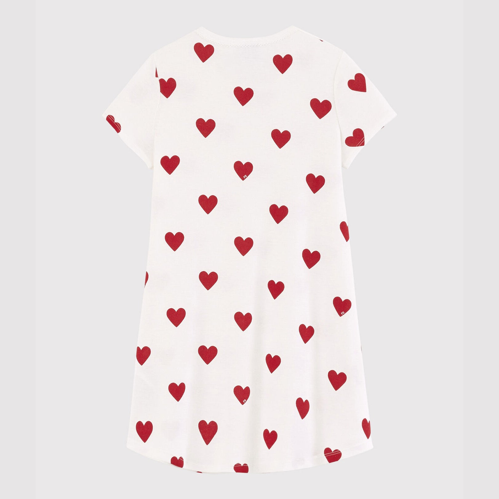 Girls White Heart Cotton Nightwear Dress