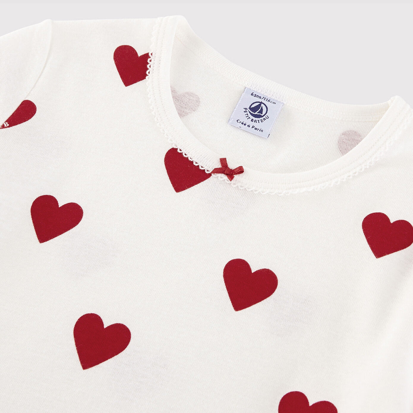 Girls White Heart Cotton Nightwear Dress
