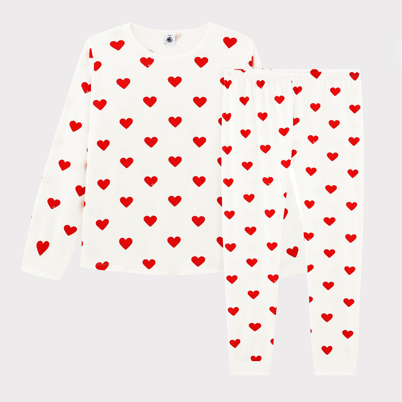 Girls White Heart Cotton Nightwear Set