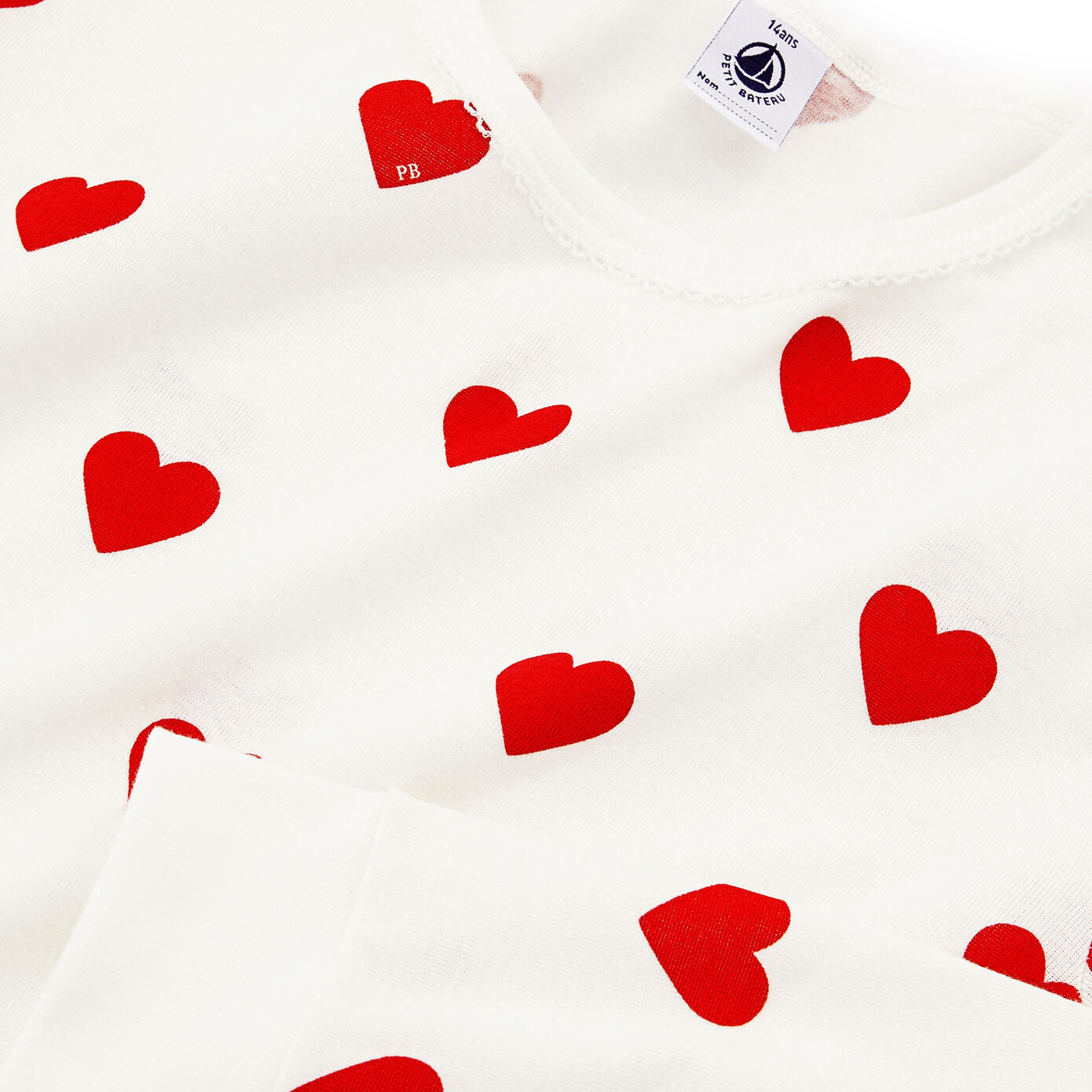 Girls White Heart Cotton Nightwear Set