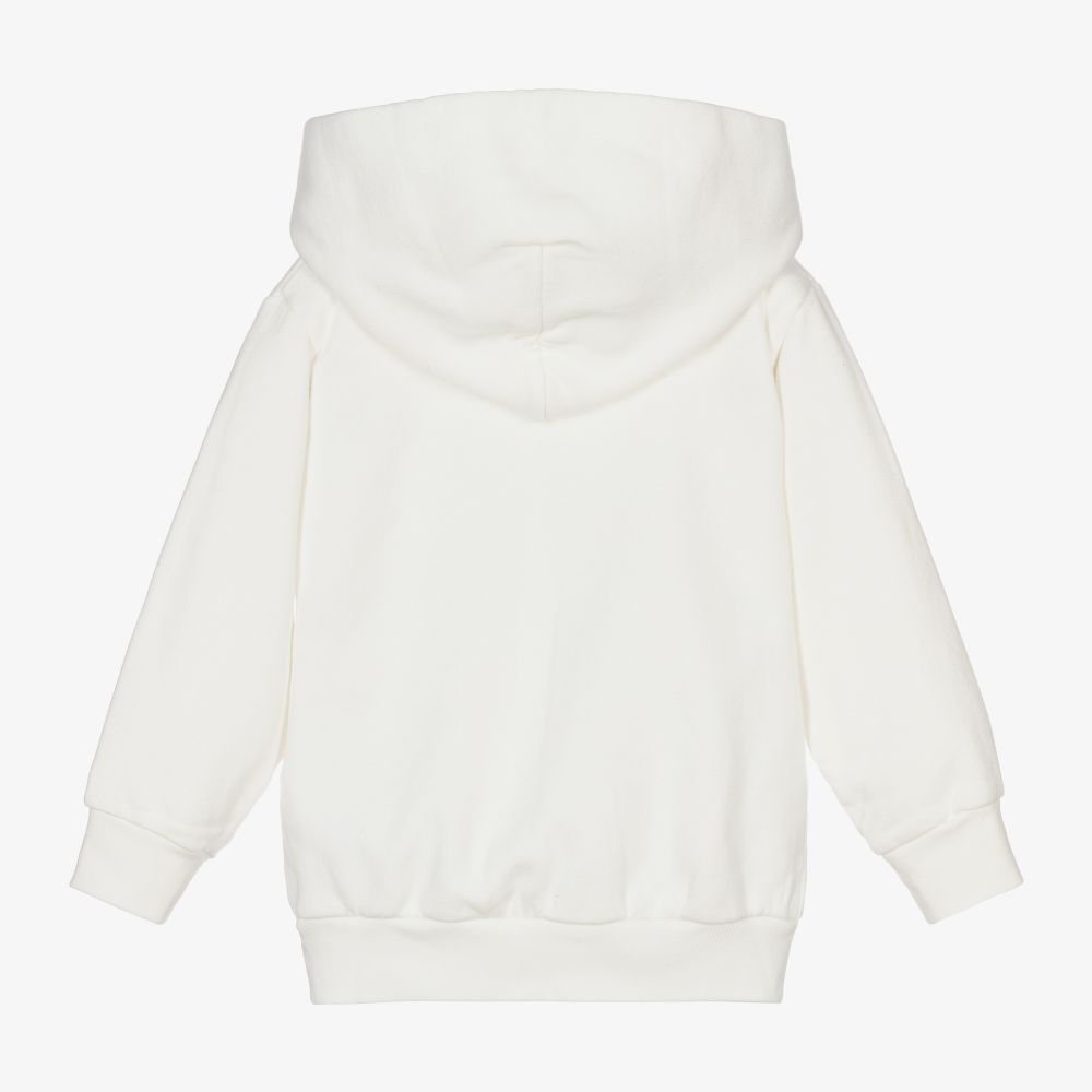Boys & Girls White Logo Hooded Sweatshirt