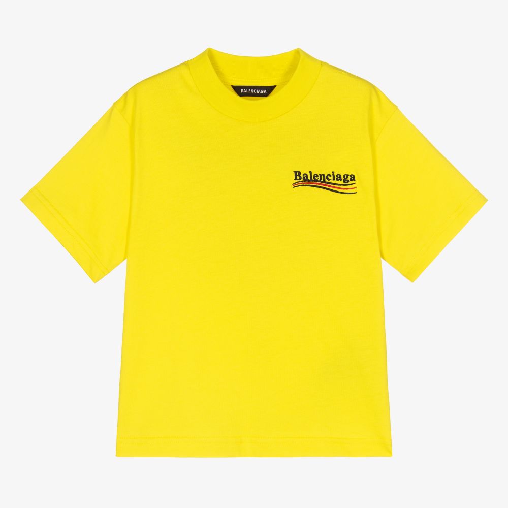 Boys & Girls Yellow Logo Cotton T-Shirt