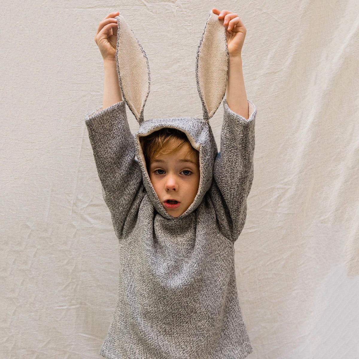 Boys & Girls Grey Alpaca Hooded Sweater